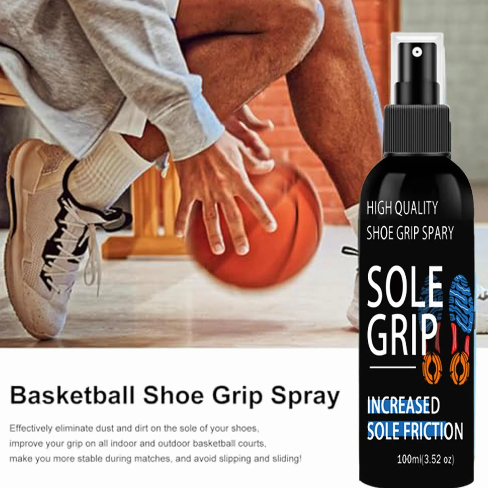 Sneaker Grip Spray | Basketball Shoe Grip Spray | Shoe Sole Traction Sprays | 100ml Shoe Grip Sprinkling | Sneaker Traction Enhancer | Provides Better Hold For Athletes During Fast Movements