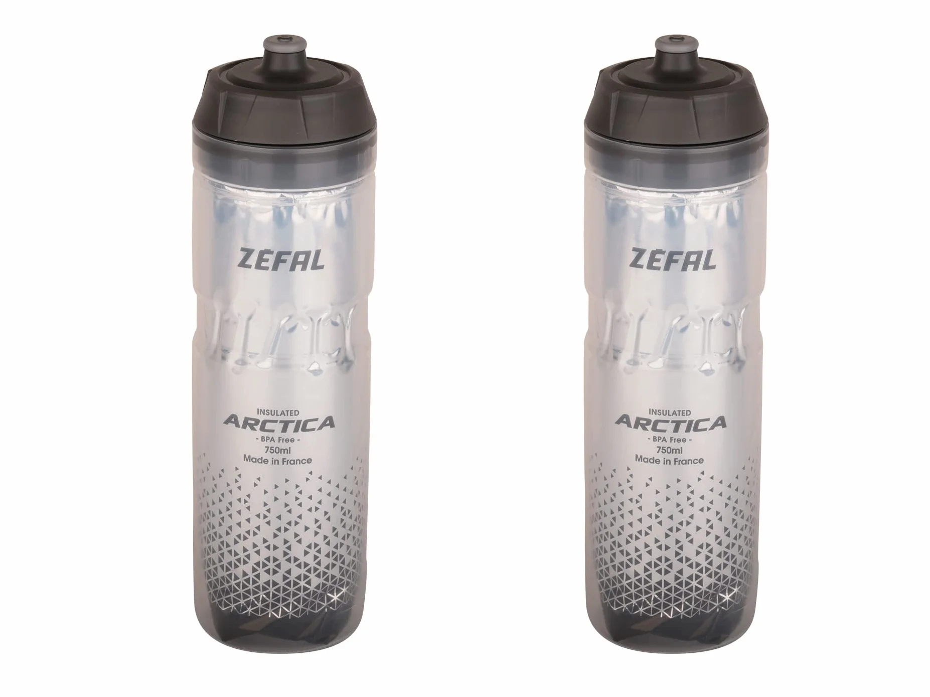 ZEFAL Arctica 75 Pack - Zestaw dwóch kanistrów rowerowych 750 ML - izolowana butelka rowerowa - bezzapachowa i wodoodporna - sportowy kanister bez BPA - srebrny/czarny