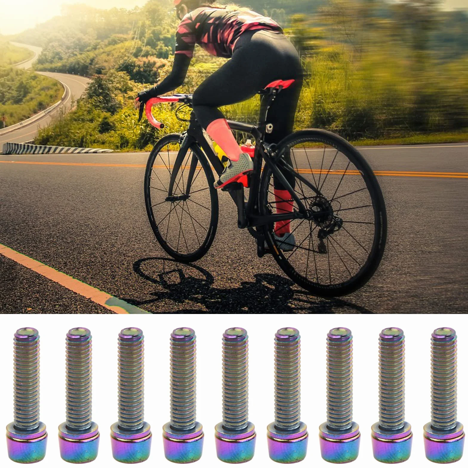 Śruby do mostka rowerowego M5 x 20 mm z podkładkami, śruby stożkowe do roweru górskiego (czarne)