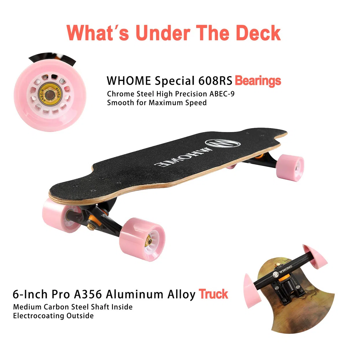 WHOME Pro Longboards – mała deskorolka Longboard Cruising 79 cm dla dorosłych / dzieci / chłopców Pro / początkujących z narzędziem T