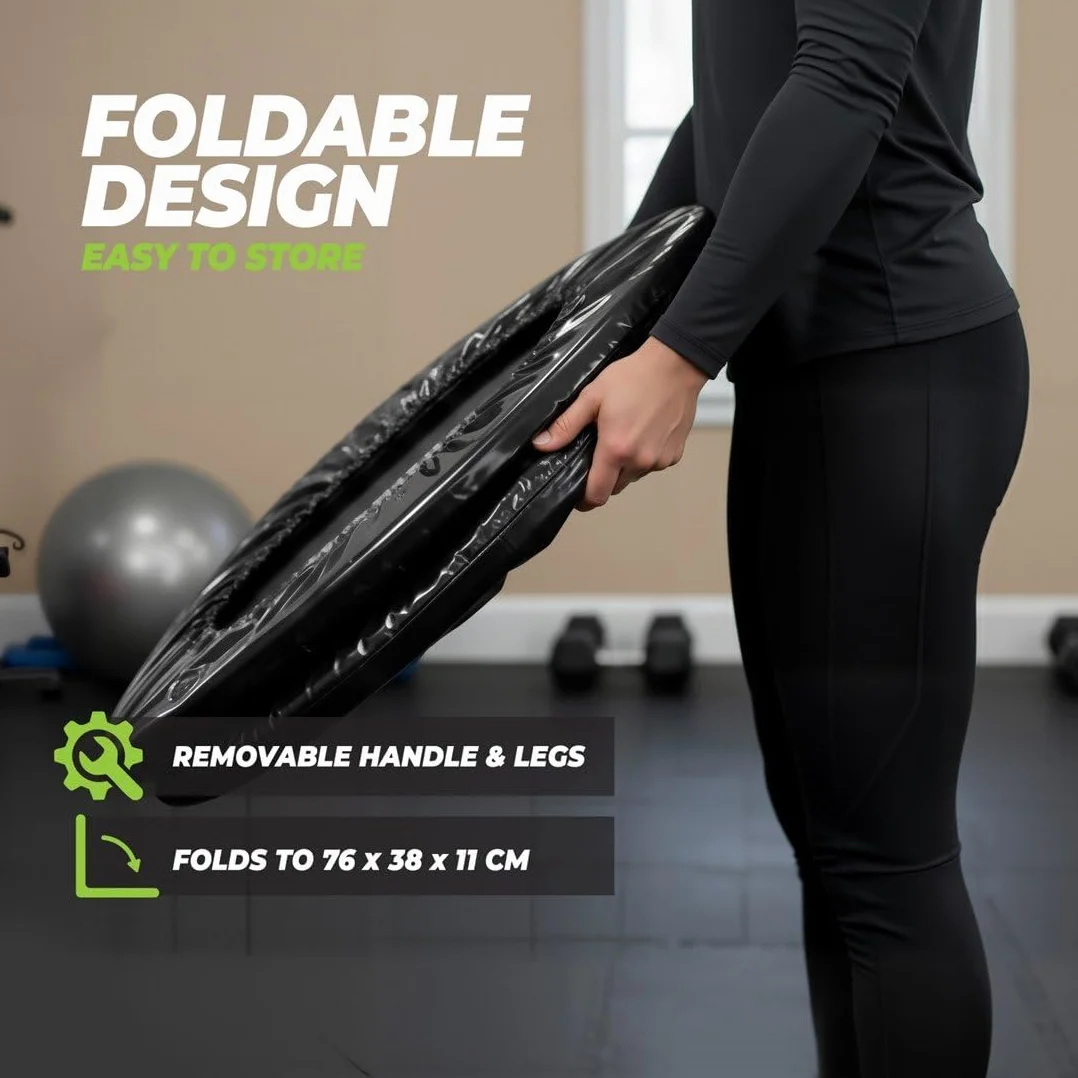VirtuFit Składana trampolina fitness z uchwytem – czarna – 100 cm