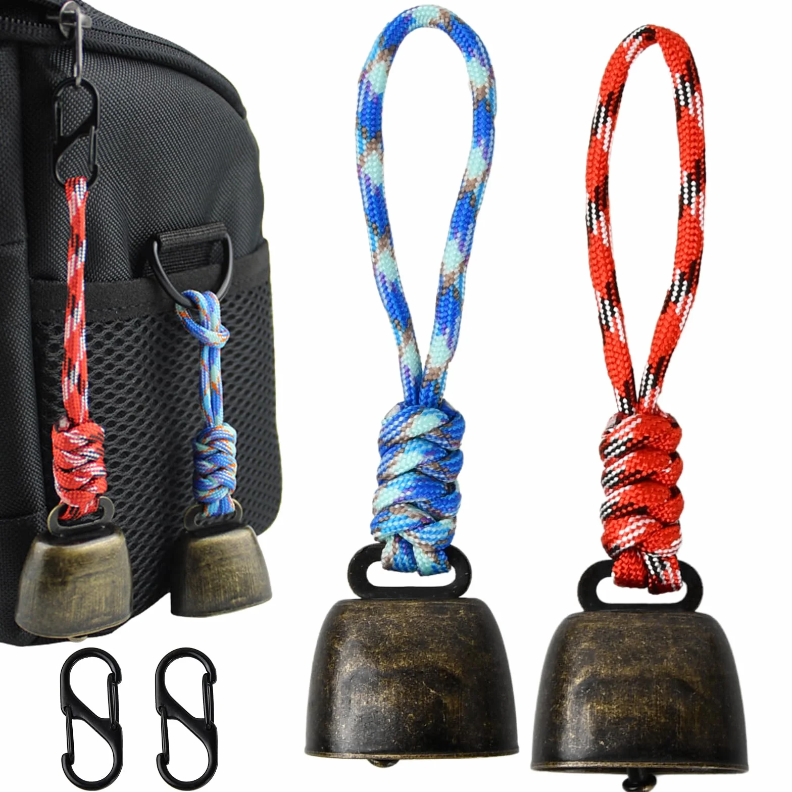 Opakowanie 2 szt. Cascabeles Anti Oso, Campanas de Animales de Granja, Cencerro de Mano de Metal Vintage, Campanillas Resistentes para Mascotas, Alarma de Seguridad, Decoración y Uso en