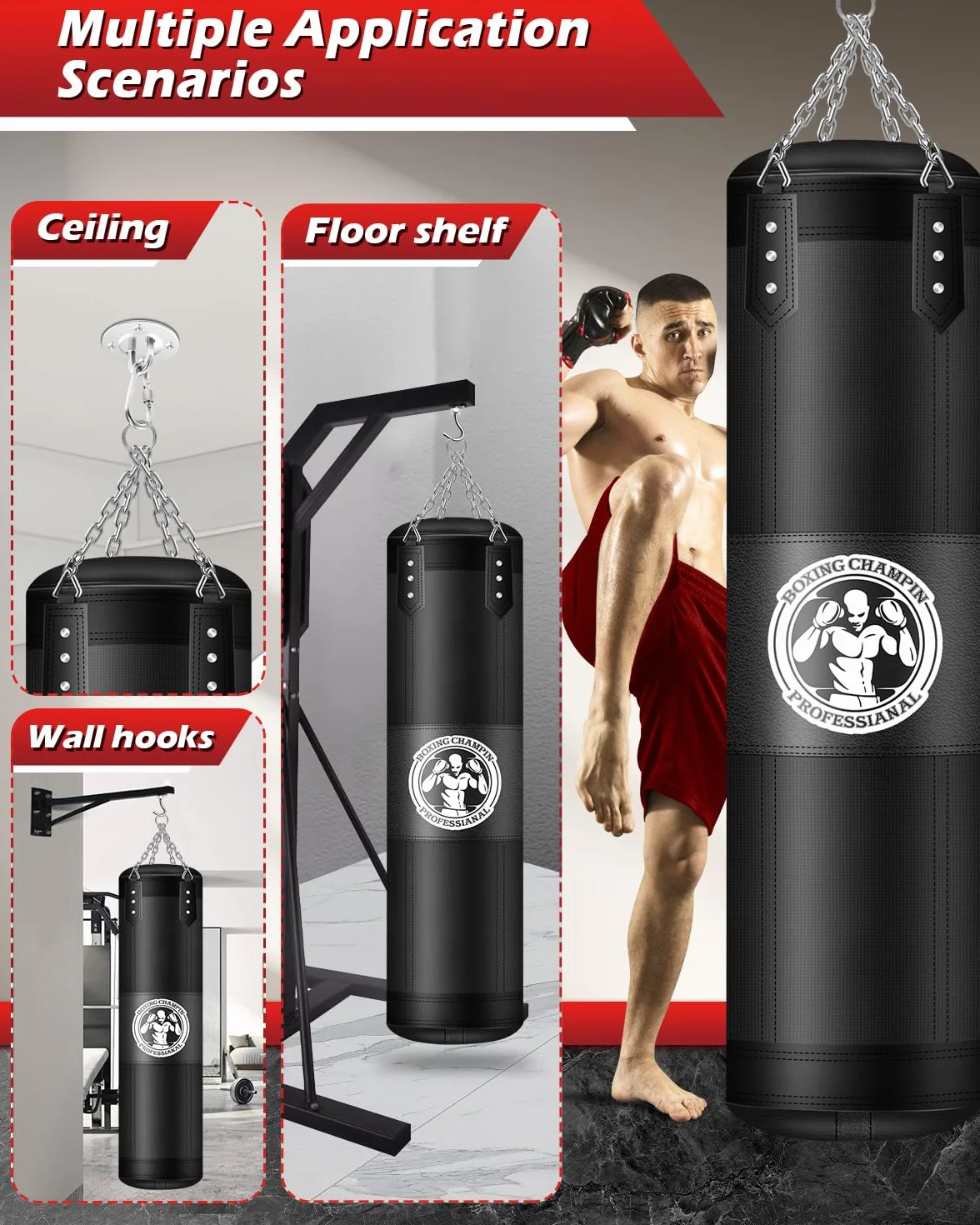 Ciężki worek bokserski MMA Kickboxing Karate Thai Fight Home Gym Taekwondo Trening