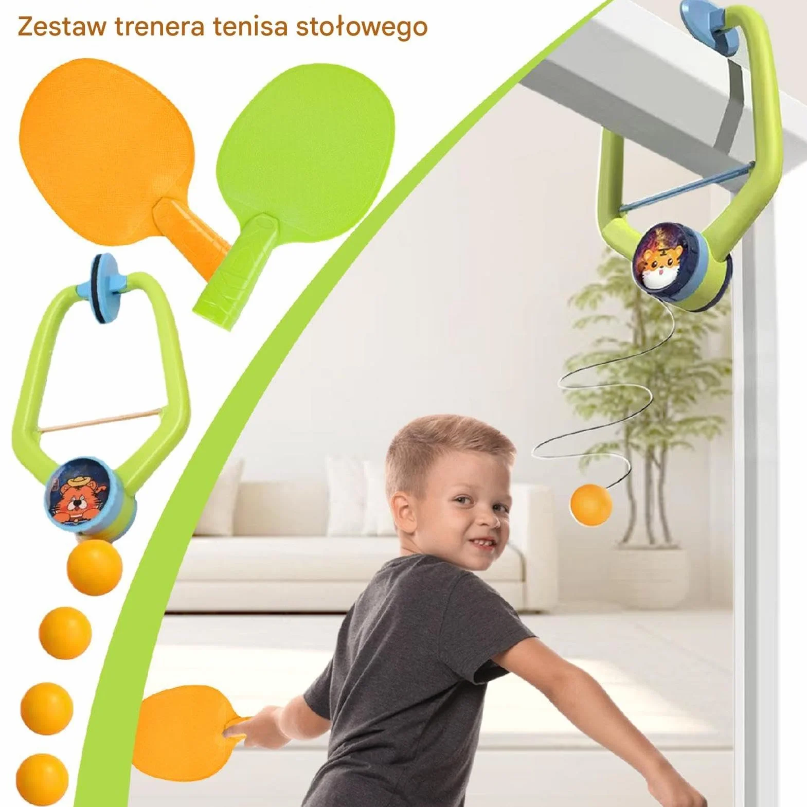 Portable Table Tennis Trainer Adjustable Doorway Design for Kids Home School