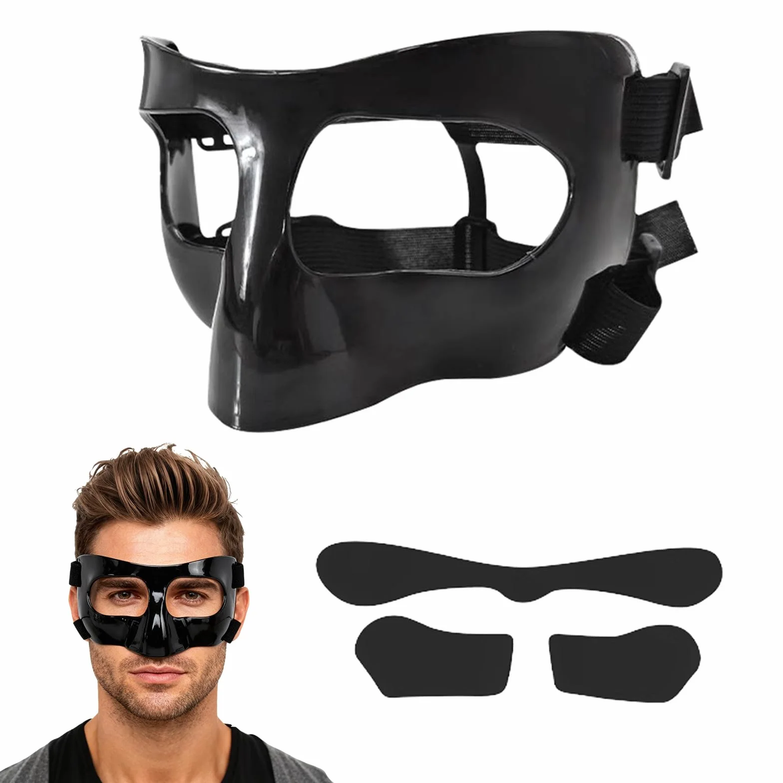 Maska na nos, piłka nożna, ochrona twarzy, ochrona twarzy, ochrona nosa, regulowana ochrona nosa z wyściółką, maska na nos, sportowa, dla dorosłych unisex