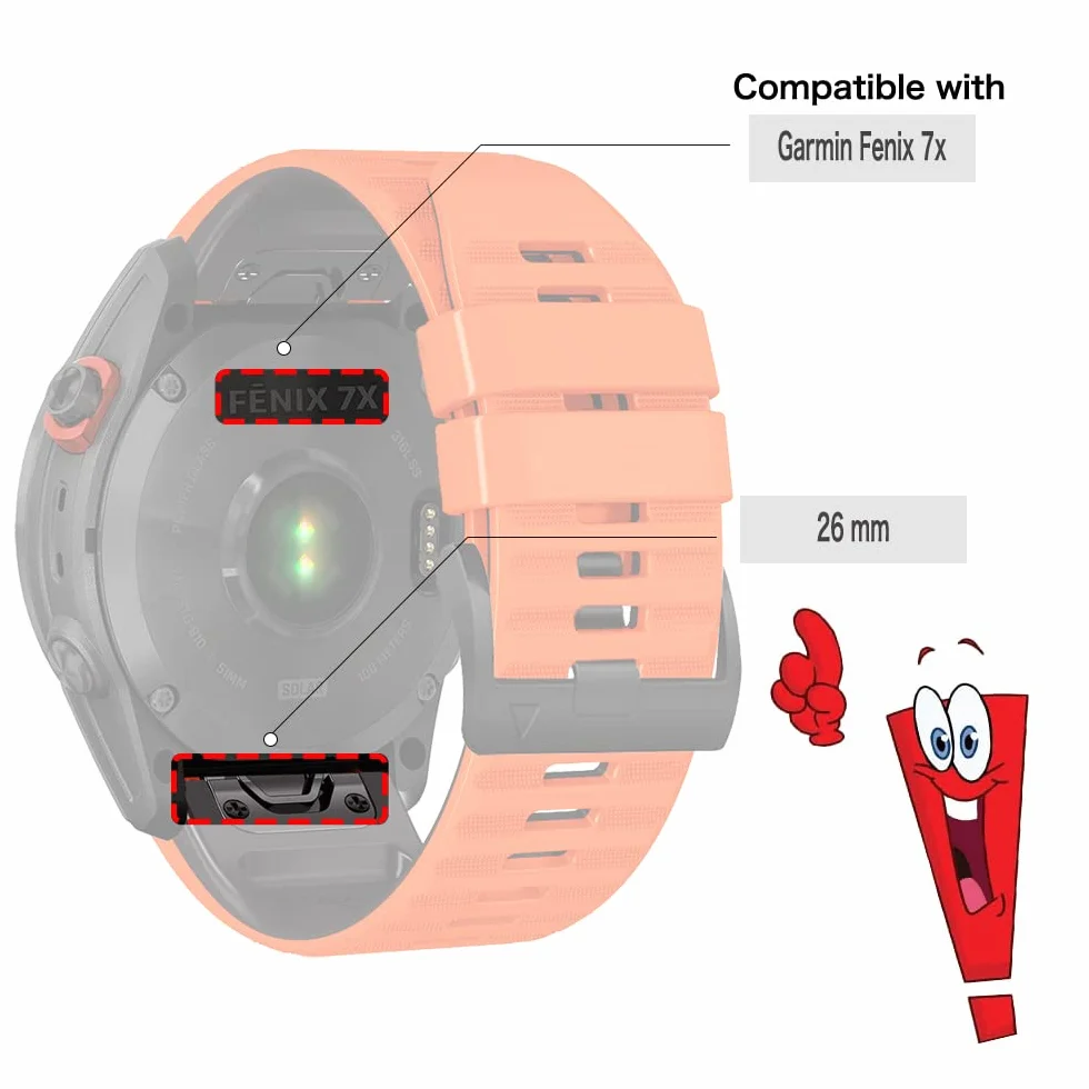 Pasek QuickFit 26 mm do Garmin Fenix 7X, Fenix 6X, silikonowa opaska wymienna