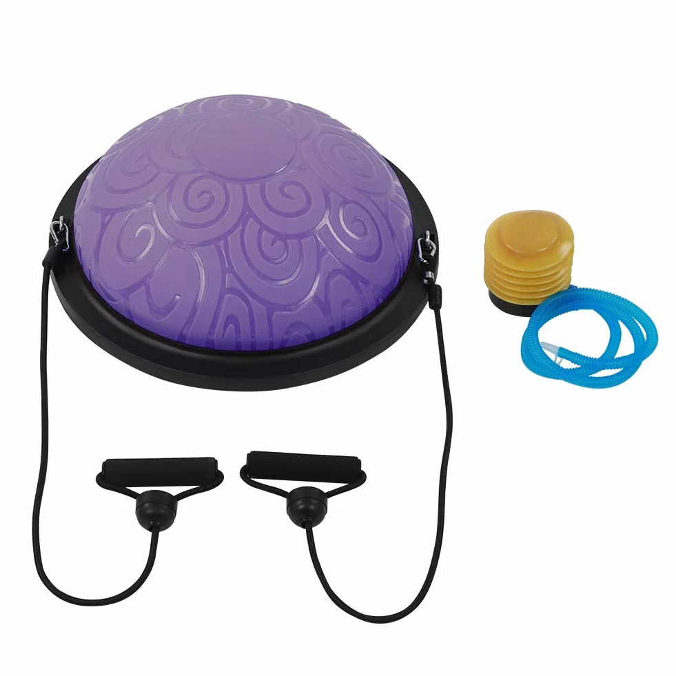 Balance Ball Trainer, 46 cm, antypoślizgowa półkula do balansowania, półkula z taśmami oporowymi, do jogi, fitnessu, treningu siłowego, treningu równowagi