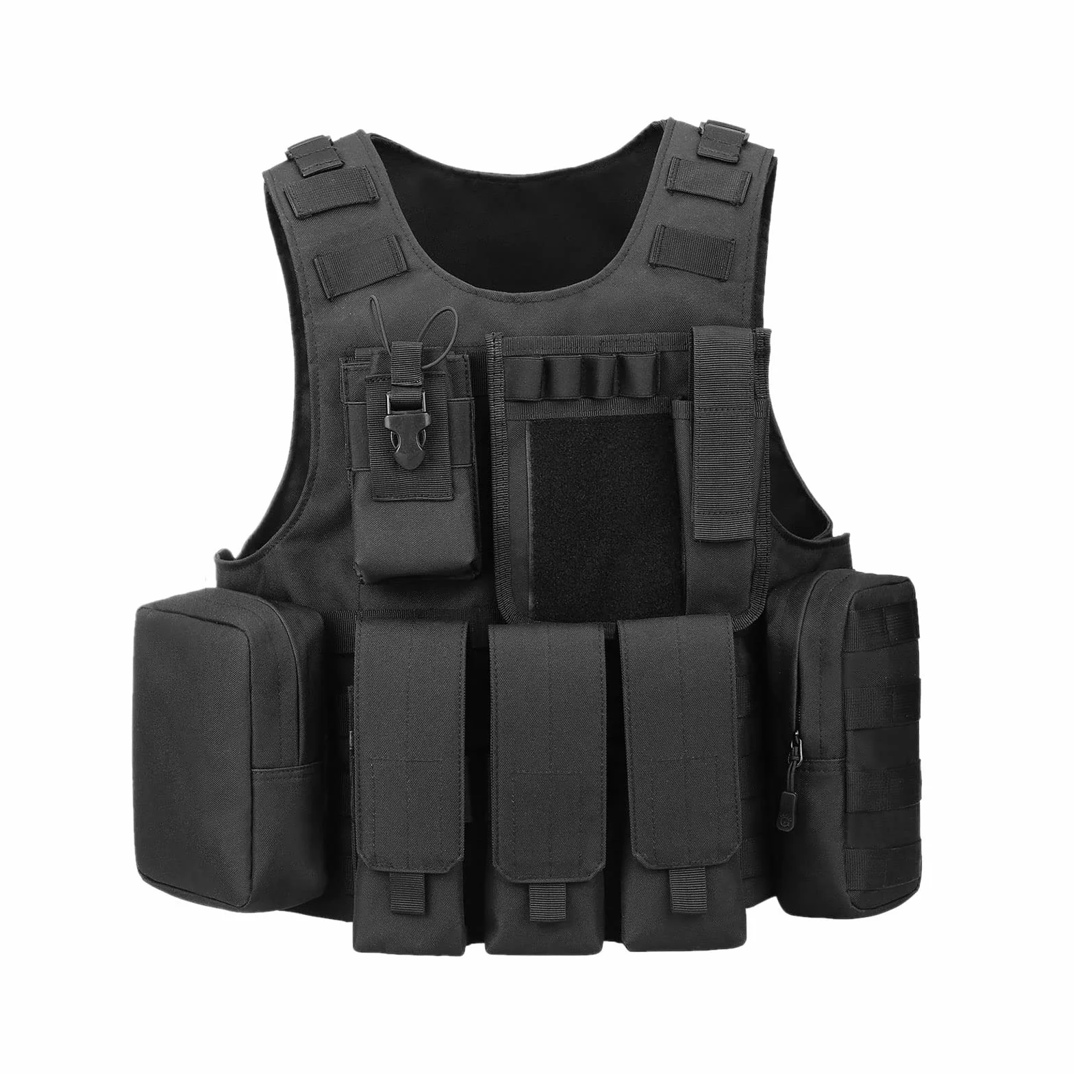 Huntvp Kamizelka taktyczna Kamizelka Airsoft Wodoodporna kamizelka do paintballa Regulowana kamizelka taktyczna do gier CS Fani wojskowi Outdoor Hiking Alpinizm Trekking (Typ1-czarny)