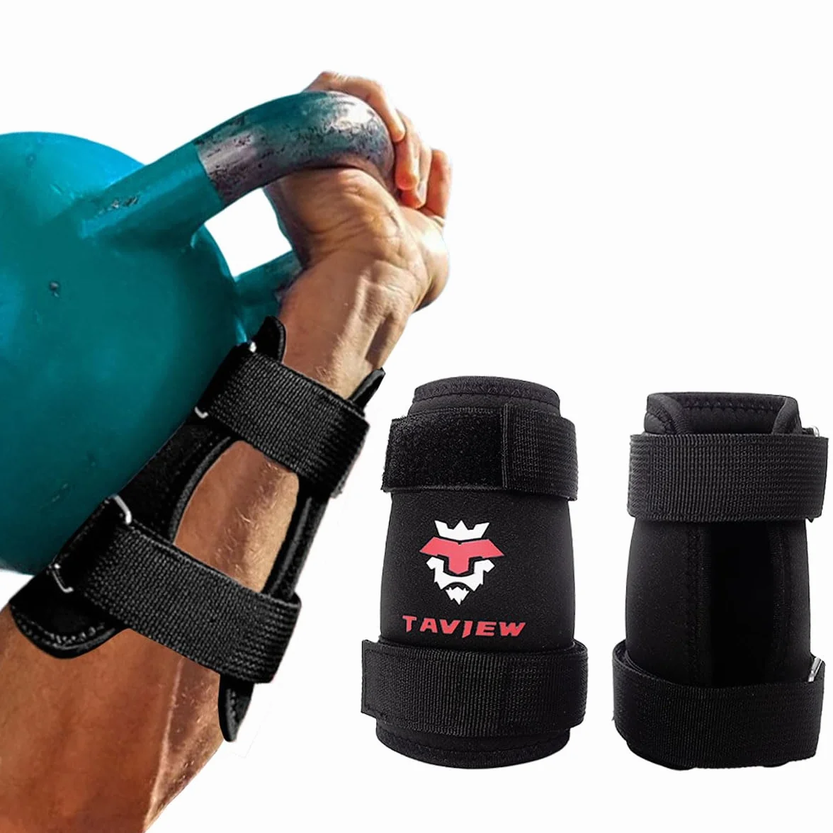 Kettlebell ochraniacze na nadgarstki, regulowane paski dla wygodnego dopasowania, ochrona 7 mm - zakrywa nadgarstek i przedramię, do noszenia na skórze i koszuli, lekkie i trwałe (para)