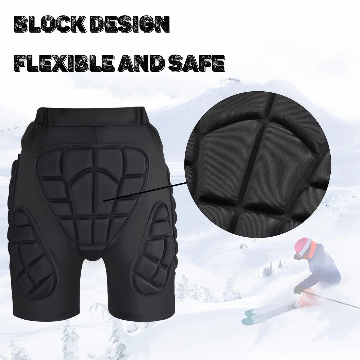 Tentock Spodnie Narciarskie Ochraniacz na Biodra Kompresyjne Spodenki na Biodra do Jazdy na Nartach, Jazdy na łyżwach, Snowboardzie Nowicjusz/Weteran