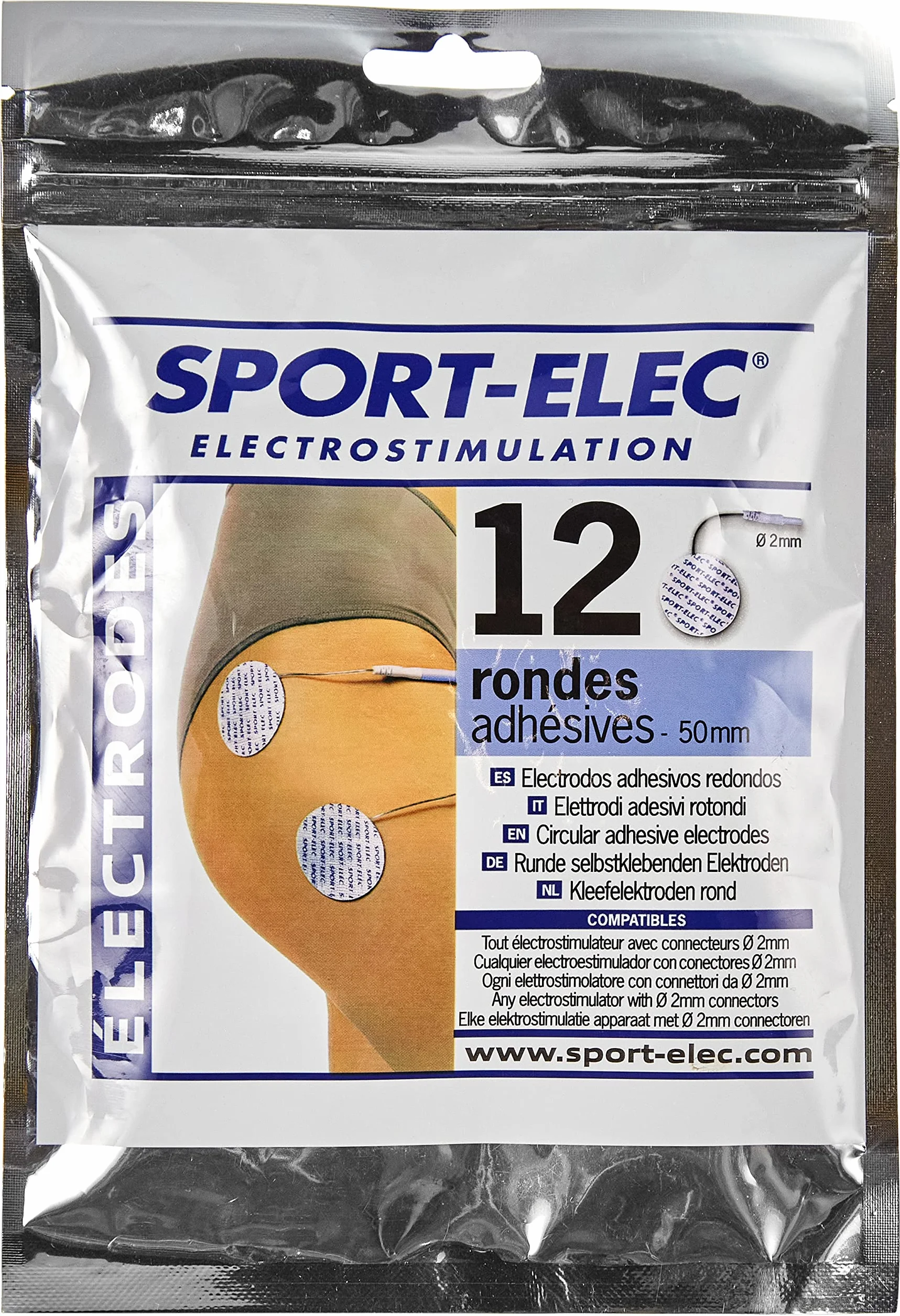 SPORT-ELEC Elektrody okrągłe dla dorosłych 12 z przewodnikiem przewodzącym, standardowe