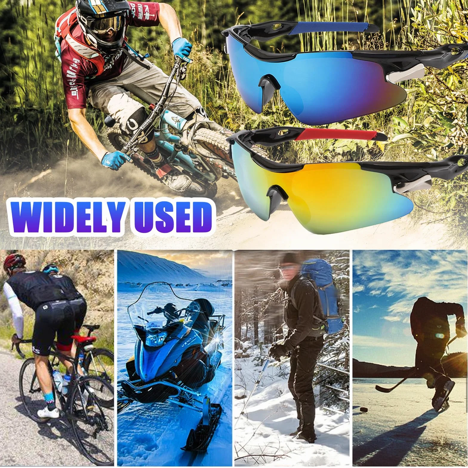 JSTHHTT 2 sztuki sportowe okulary przeciwsłoneczne, okulary rowerowe, wiatroszczelne, szybkie okulary, szybkie okulary Rave, okulary rowerowe dla mężczyzn i kobiet, ochrona UV400 na aktywności na