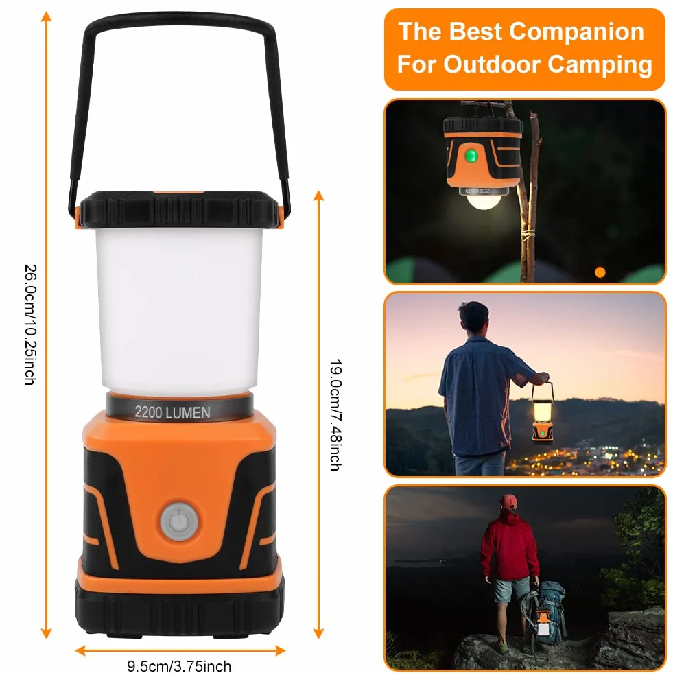Flintronic Lampa kempingowa LED, 2200 lumenów, akumulator 6000 mAh, 4 tryby świecenia, możliwość ściemniania, lampa kempingowa IP54, zasilana bateriami, na kemping, w sytuacjach awaryjnych, w