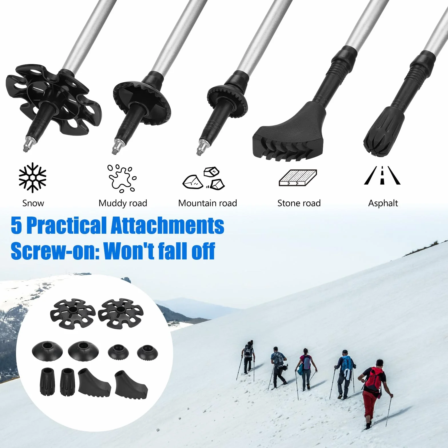 Aluminiowe kijki trekkingowe teleskopowe 110-130 cm do nordic walkingu