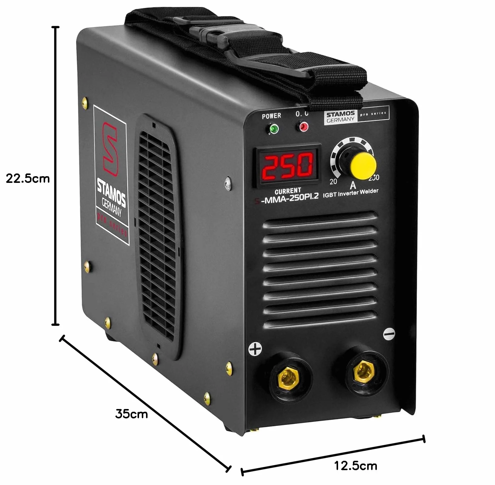 Stamos Welding Group S-MMA-250PI.2 Spawarka MMA inwertorowa 250 A 230 V 1,6-4 mm przewody 8 m