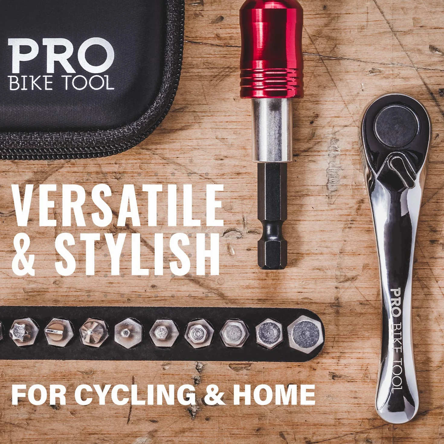 PRO BIKE TOOL minigrzechotka z 10 bitami w twardej obudowie, zestaw, narzędzie wielofunkcyjne do naprawy roweru, uniwersalny zestaw narzędzi rowerowych w podróży, w domu