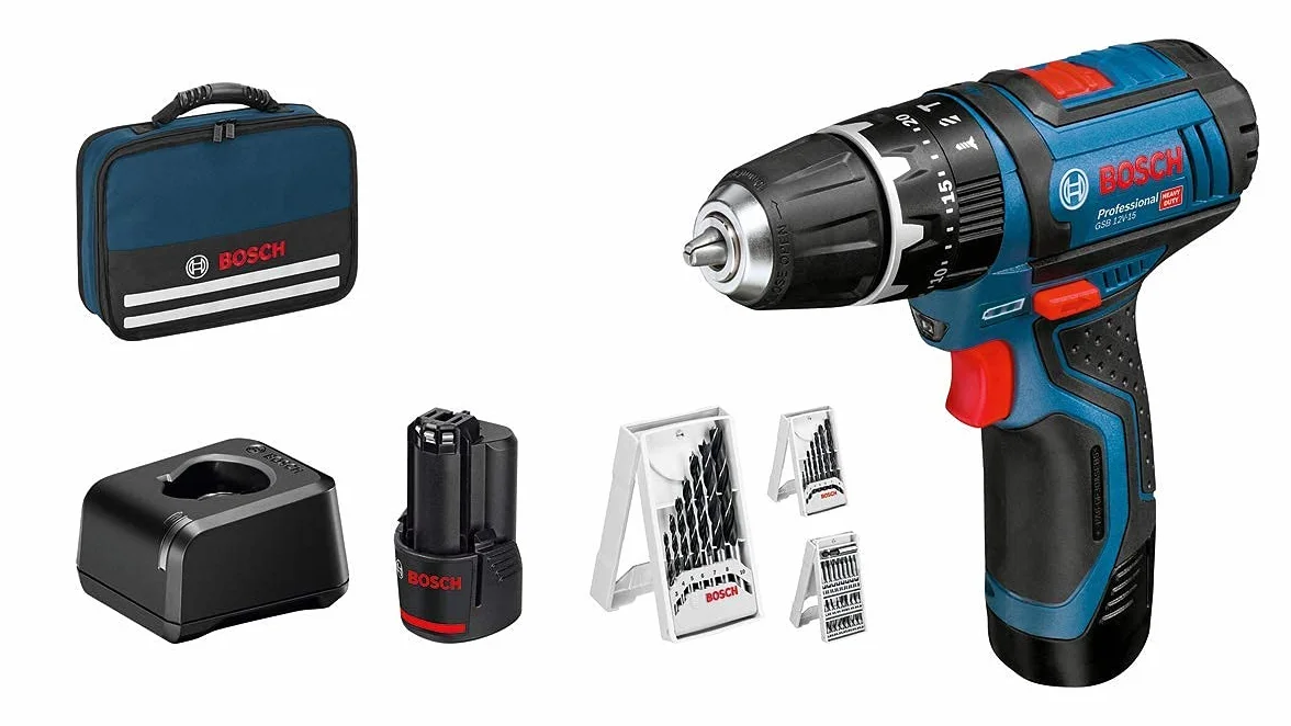 Bosch GSB 12V-15 Akumulatorowa Wiertarko-Wkrętarka Udarowa 12V 2x2,0Ah Zestaw