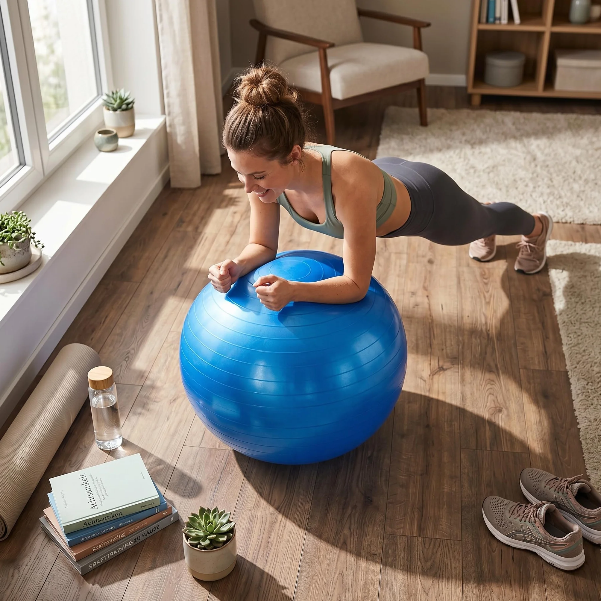 Cocoarm Piłka do ćwiczeń fitness 75 cm, odporna na pękanie piłka treningowa z bardzo grubą ścianką, antypoślizgowa piłka do ćwiczeń jogi z PVC, z pompką powietrza, niebieska