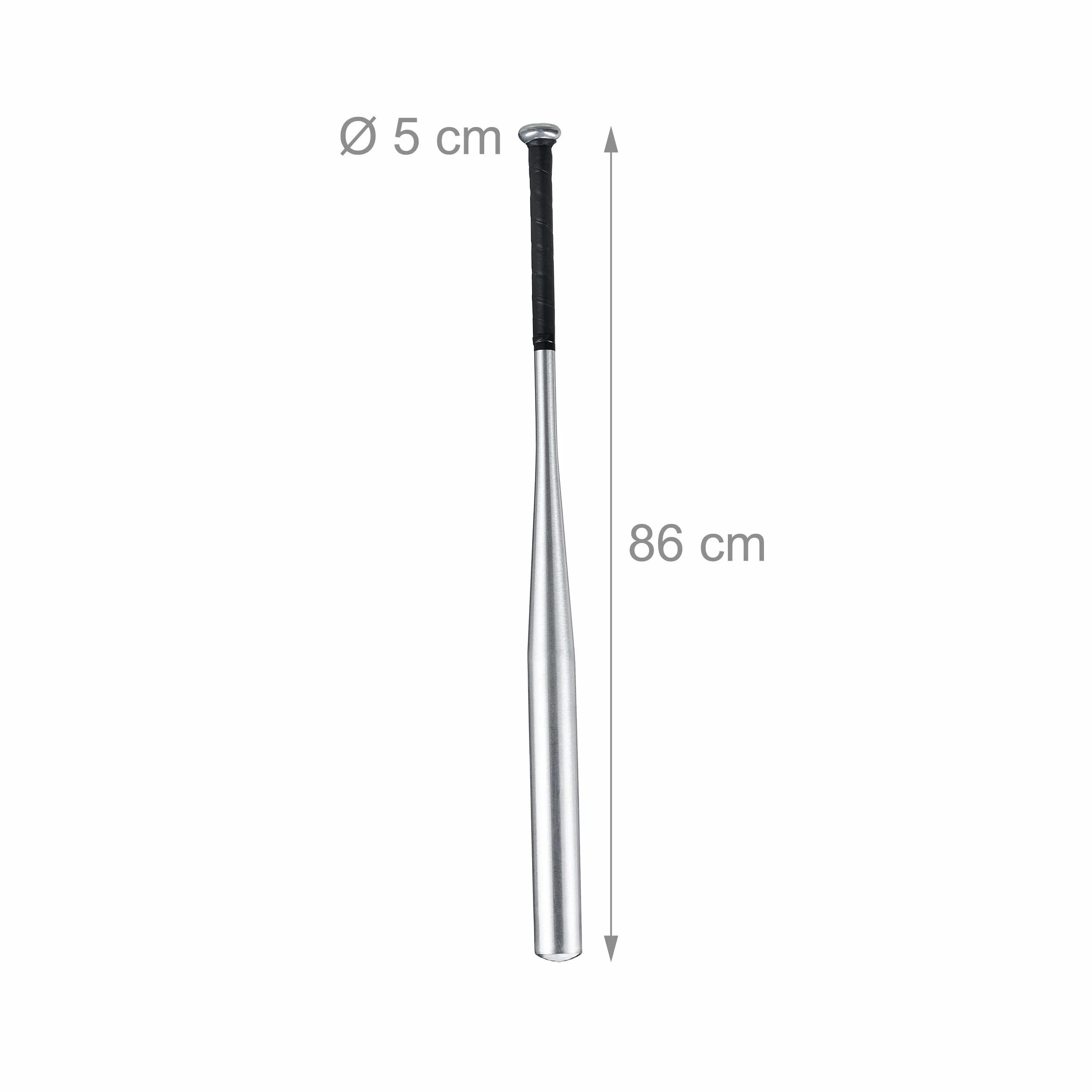Relaxdays Kij baseballowy aluminiowy, antypoślizgowy uchwyt, 86 cm, metalowy kij baseballowy, srebrny