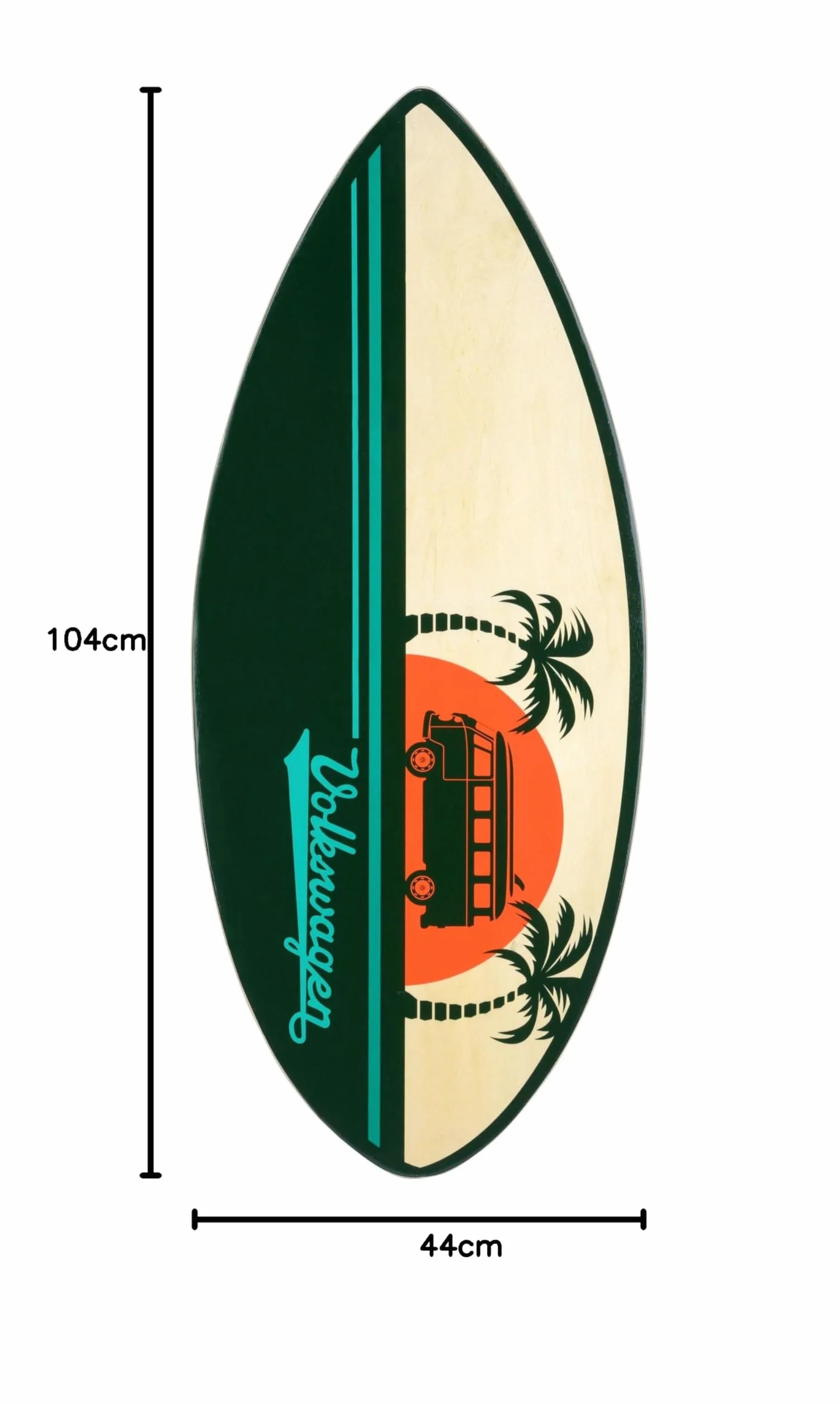 Board Masters VW Collection – Volkswagen Skimboard z prawdziwego drewna (104 cm) unisex z wzorem T1 Bulli Bus (Sunset/kolorowa)