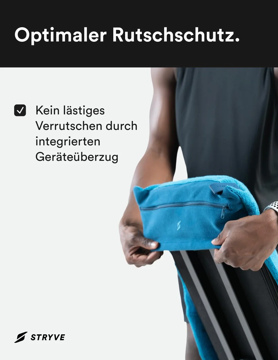 STRYVE ® TOWELL+Pro ręcznik sportowy (105 x 42,5 cm) ręcznik fitness z magnesem, torba + ochrona przed poślizgiem, ręcznik kąpielowy, joga i studio fitness