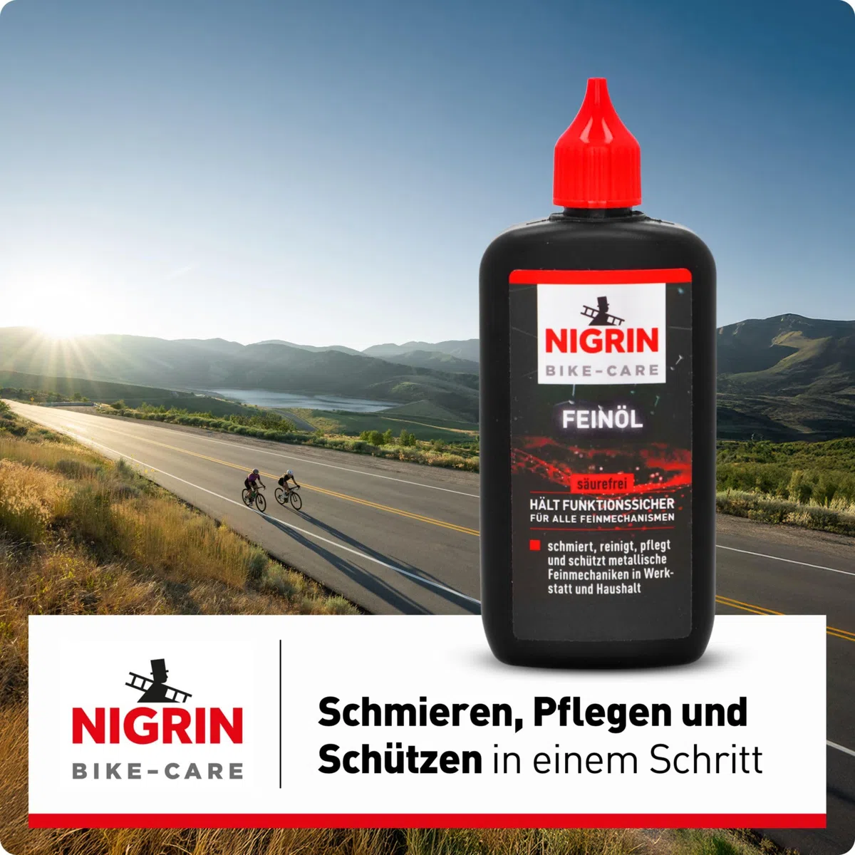 NIGRIN BIKE-CARE olej drobnoziarnisty | butelka 100 ml | olej do mechaniki precyzyjnej | do hobby i warsztatu | bez żywicy i kwasów | szary
