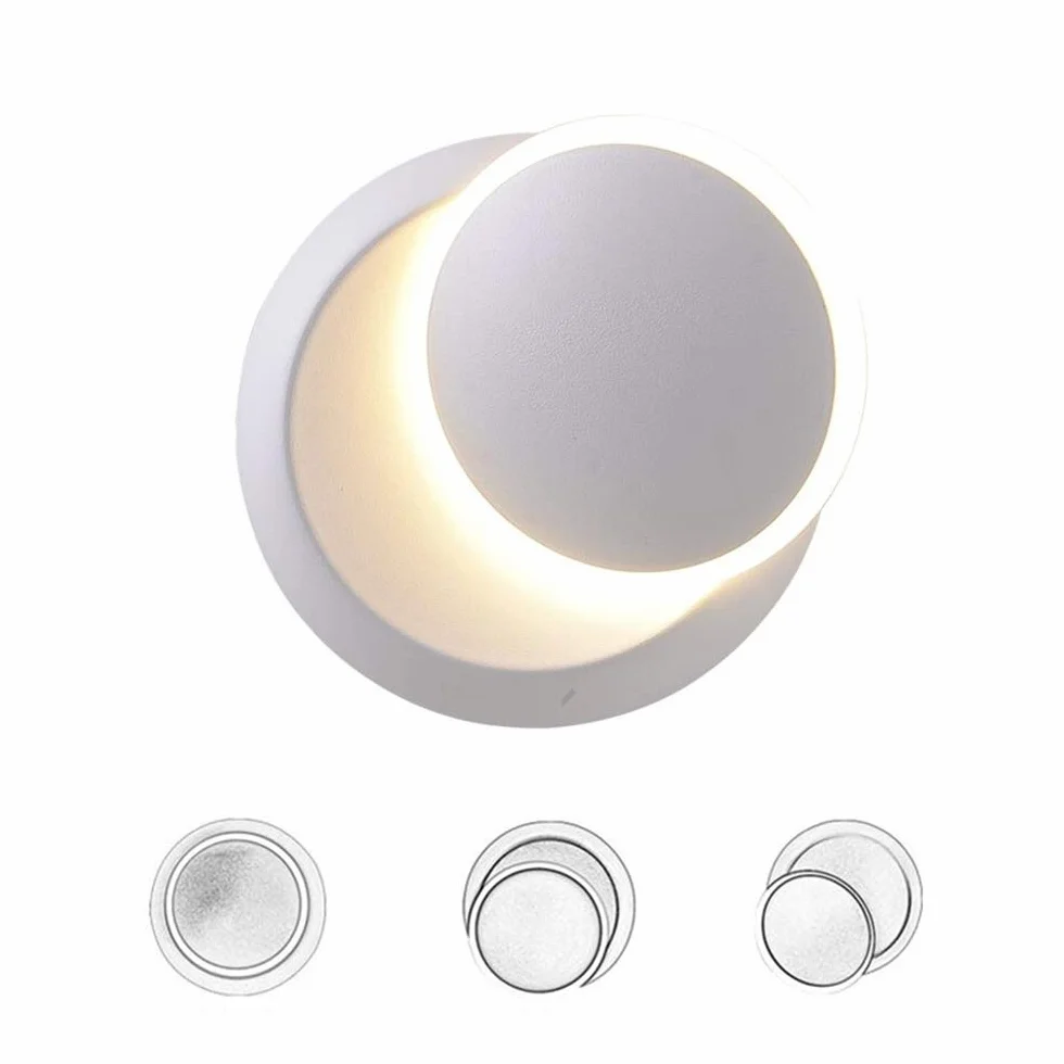 Kinkiety LED 5W biała lampa ścienna nowoczesna ciepła biel kreatywne zaćmienie 2 w 1 żelazna