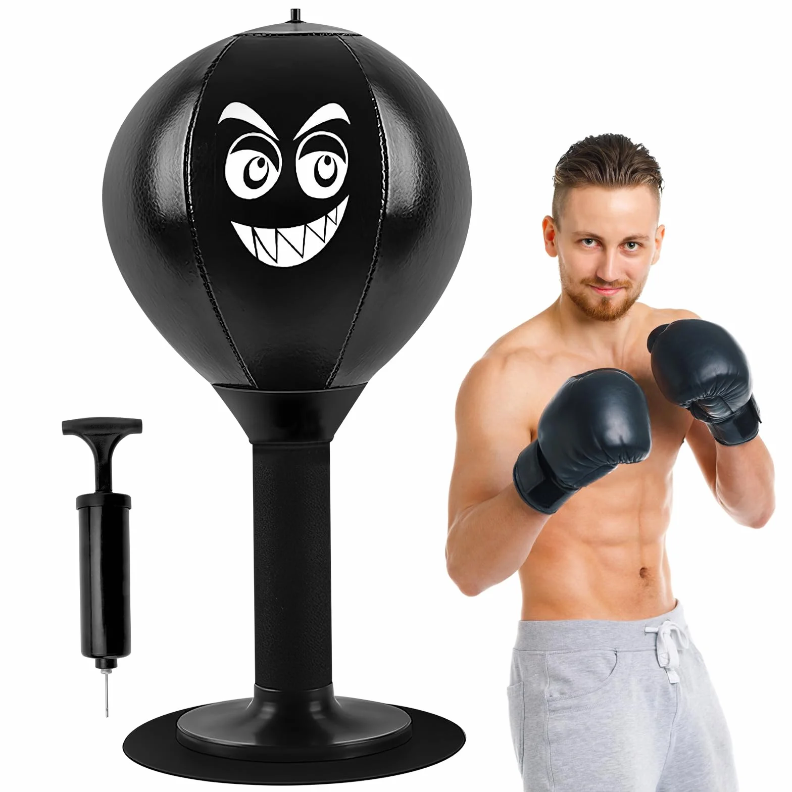 Torba bokserska na stół, worek biurkowy do dziurkowania piłka punchingball tisch torba bokserska na biurko z przyssawką na biurku dla dorosłych dzieci piłka bokserska