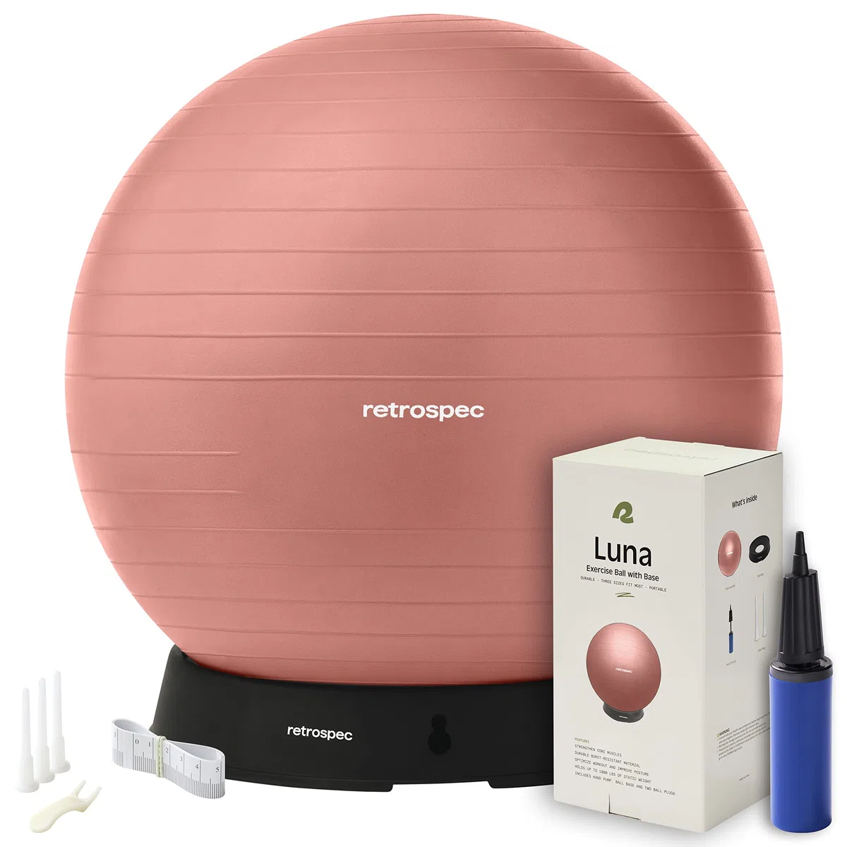 Retrospec Luna piłka do ćwiczeń, podstawa, pompka, piłka i pompka, z materiałem zapobiegającym rozerwaniu
