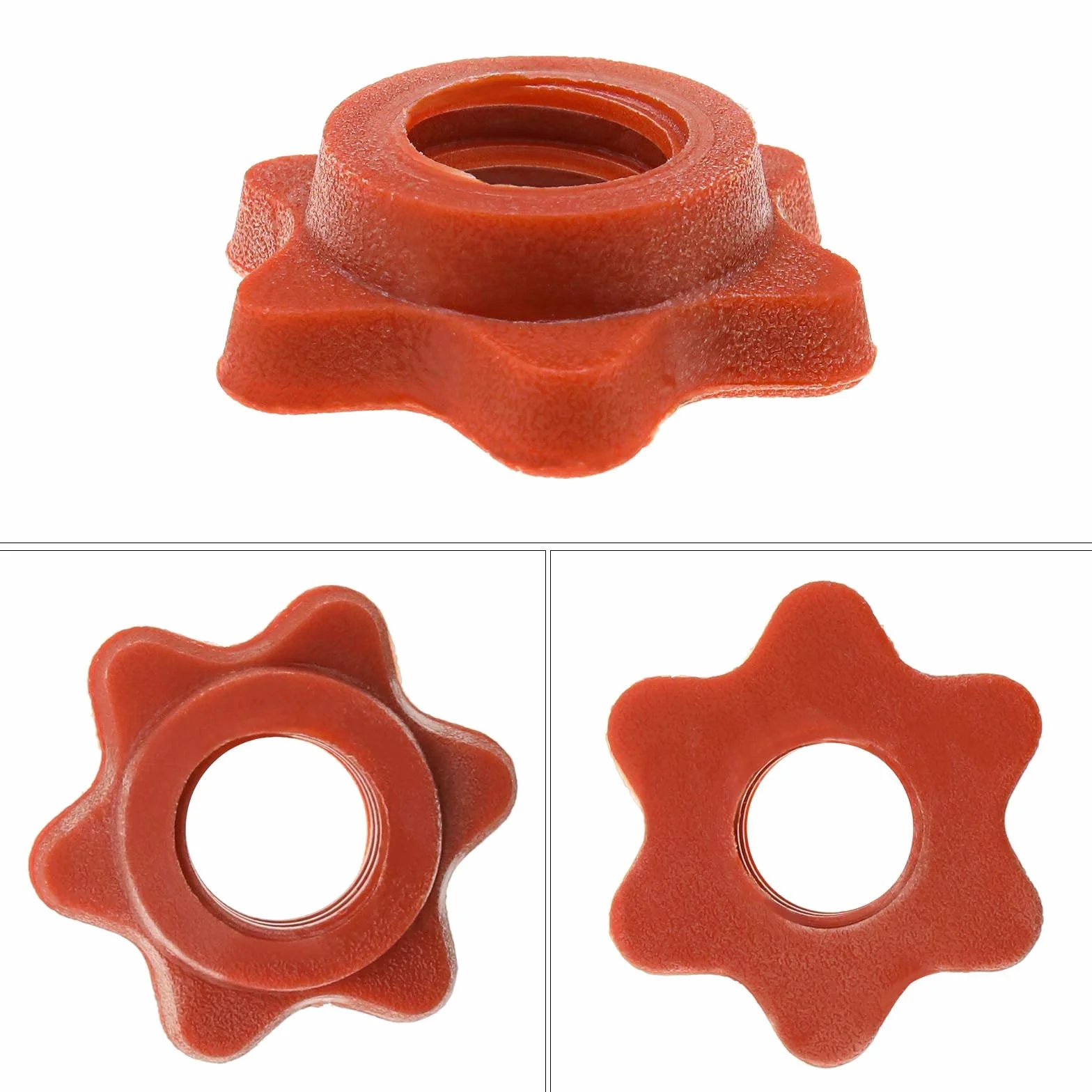 OTOTEC 4X Kołnierze spin-Lock 25mm Nakrętki sześciokątne Akcesoria sprzętowe Fitness, czerwony/srebrny