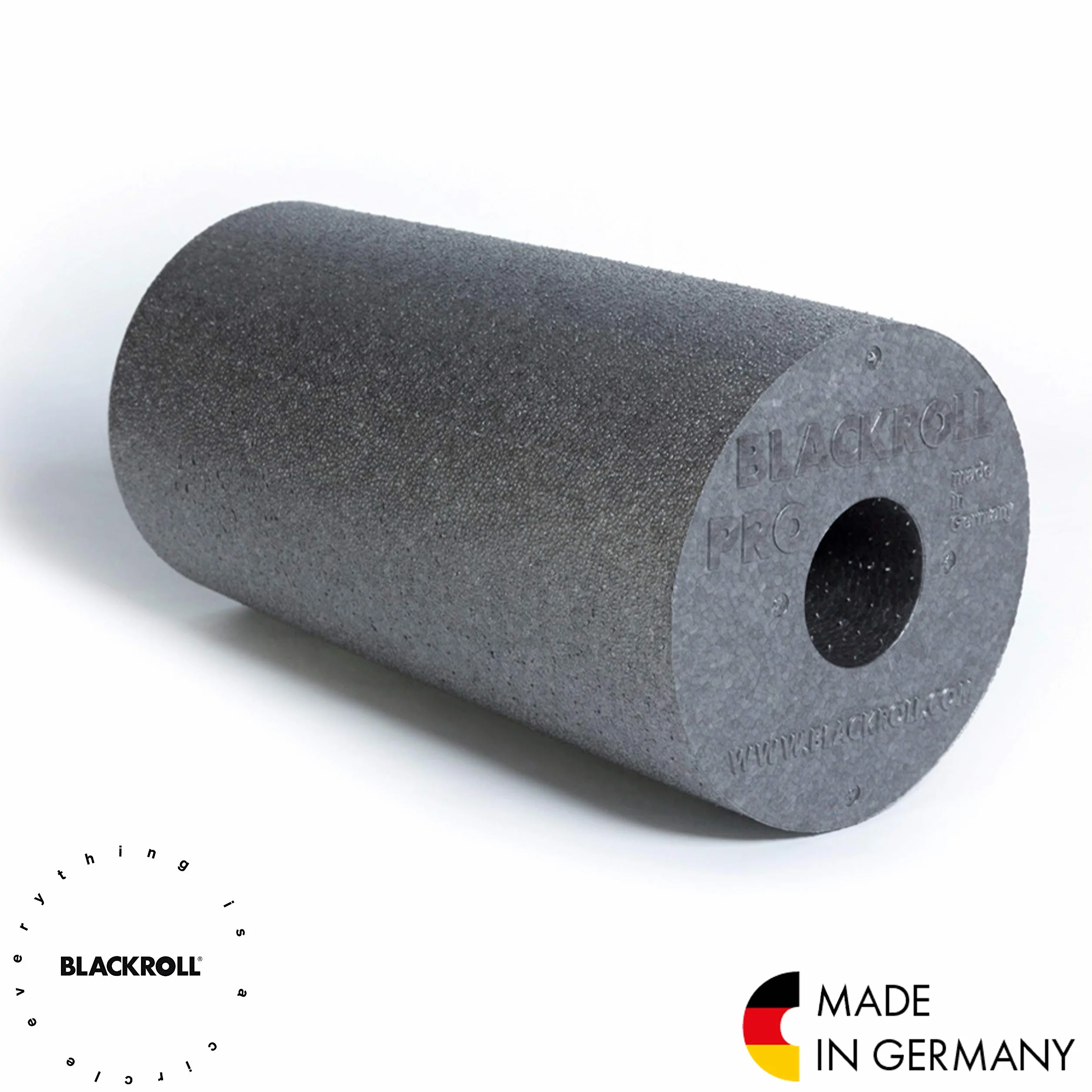 BLACKROLL® PRO wałek do masażu powięzi (30 x 15 cm), rolka fitness do intensywnych zastosowań, efektywna rolka do masażu do treningu funkcjonalnego, twardy stopień twardości, Made in Germany, szary