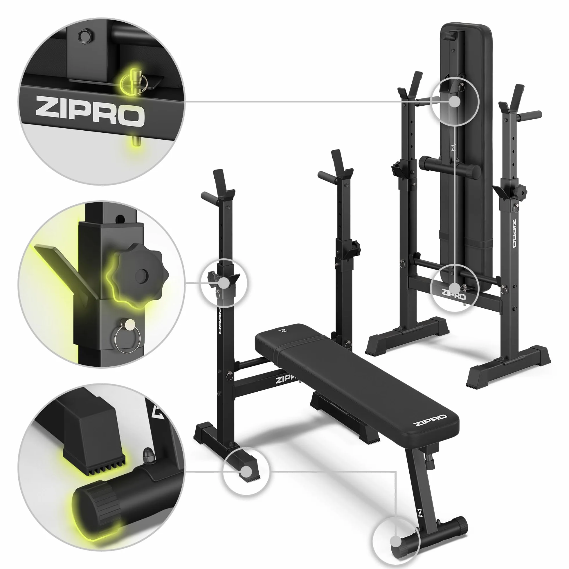 Zipro Uniseks 11926649 Ławka Treningowa, Czarny, do 230 kg
