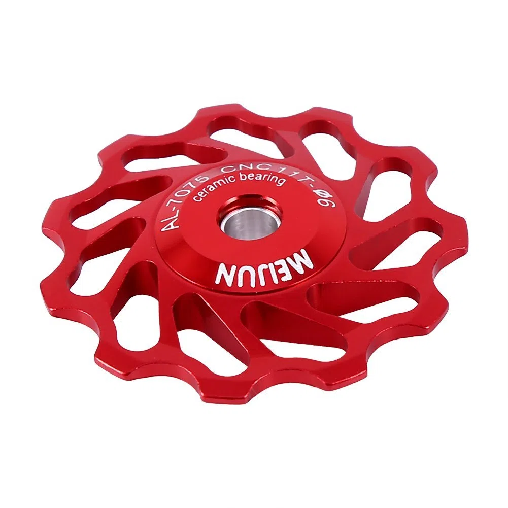 2 sztuki ceramiczne rolki rowerowe, ceramiczna rolka aluminiowa do zmiennika biegów, część akcesoriów do rowerów MTB (11T-czerwone)