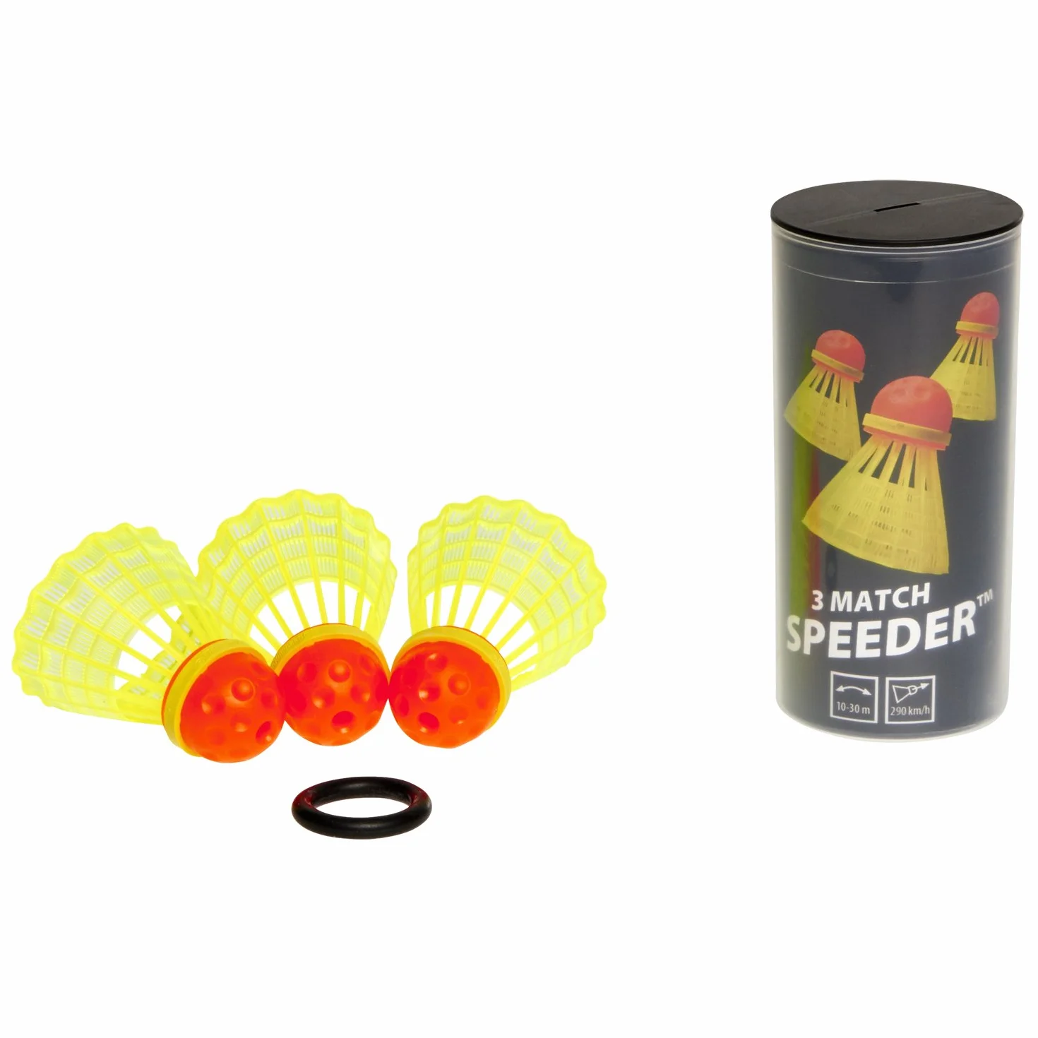 Speedminton® MATCH Speeder® – 3 sztuki Speed Badminton/Crossminton oryginalna piłka do zawodów wraz z pierścieniem wiatrowym