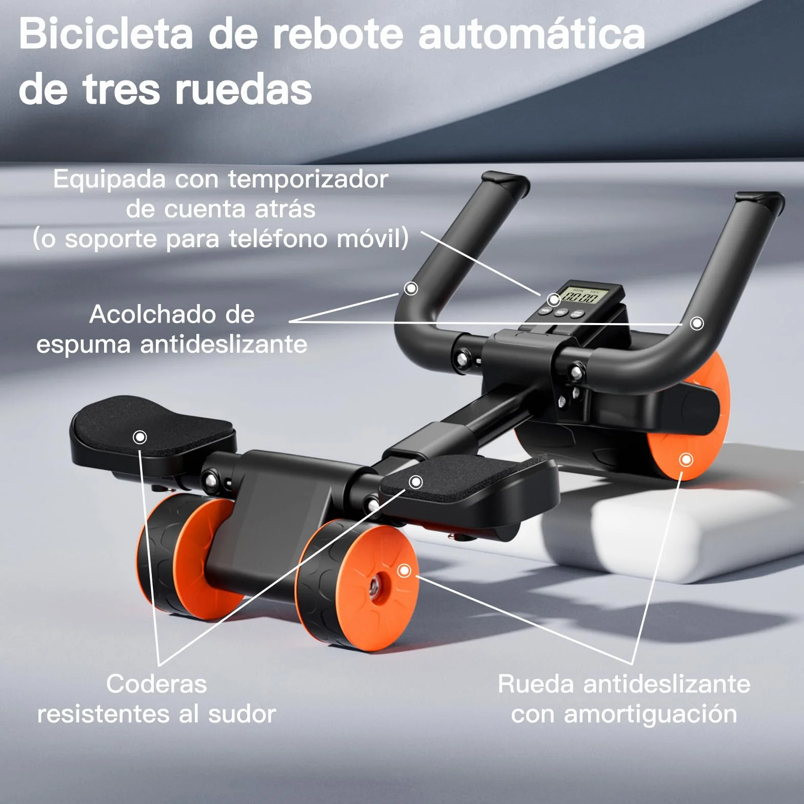 Ab Roller Wsparcie łokcia z matą i timerem, automatyczne odbijanie rolki do brzucha, sprzęt do ćwiczeń brzucha, sprzęt do ćwiczeń brzucha, do użytku w domu, na siłownię, akcesoria fitness dla