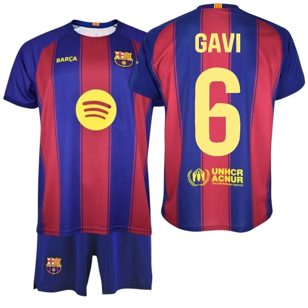 FC Barcelona KIT dla dzieci 6 GAVI 1st Equipment 25/26 Oficjalna replika - Zestaw dziecięcy T-shirt i spodnie Blaugrana