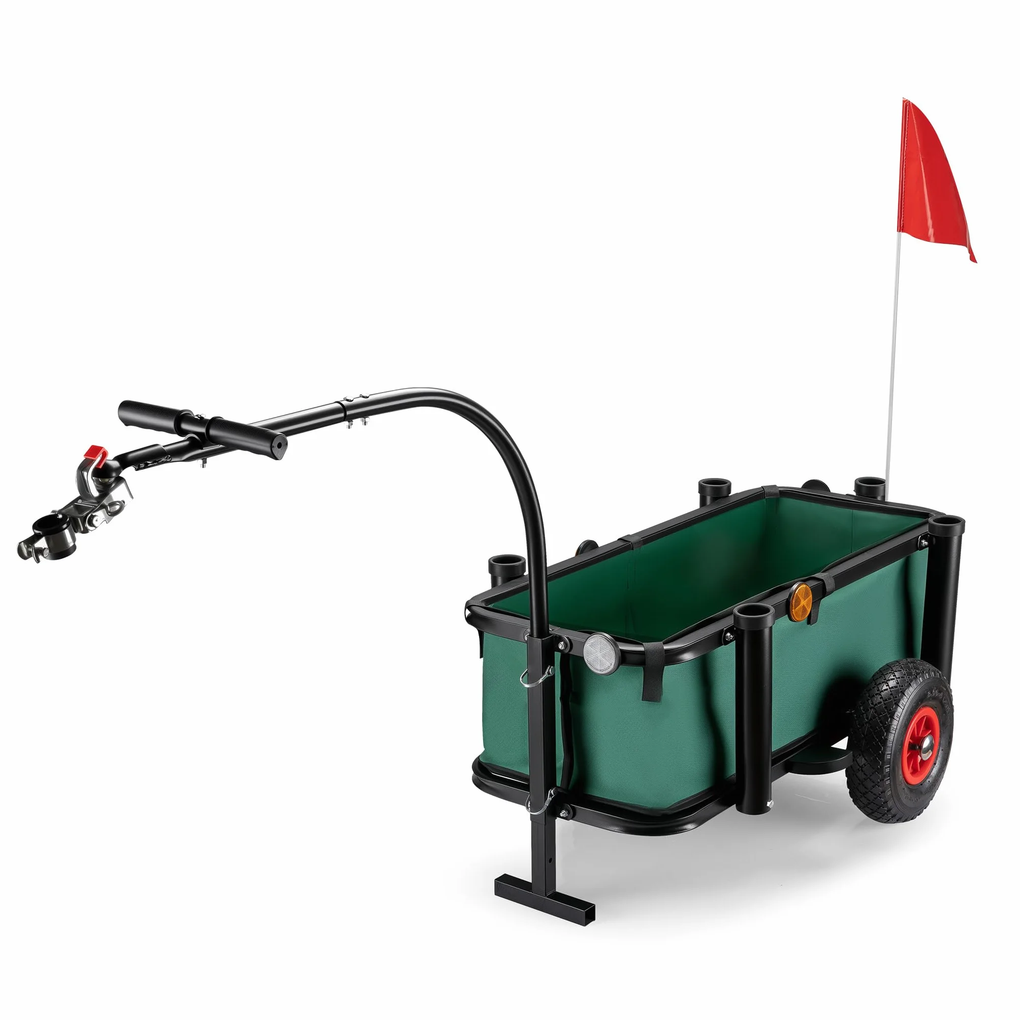 Wiltec Przyczepka rowerowa do 50 kg, z chorągiewką i 60 l koszem wodoodpornym 81 x 31 x 24 cm, wózek wędkarski transportowy do roweru