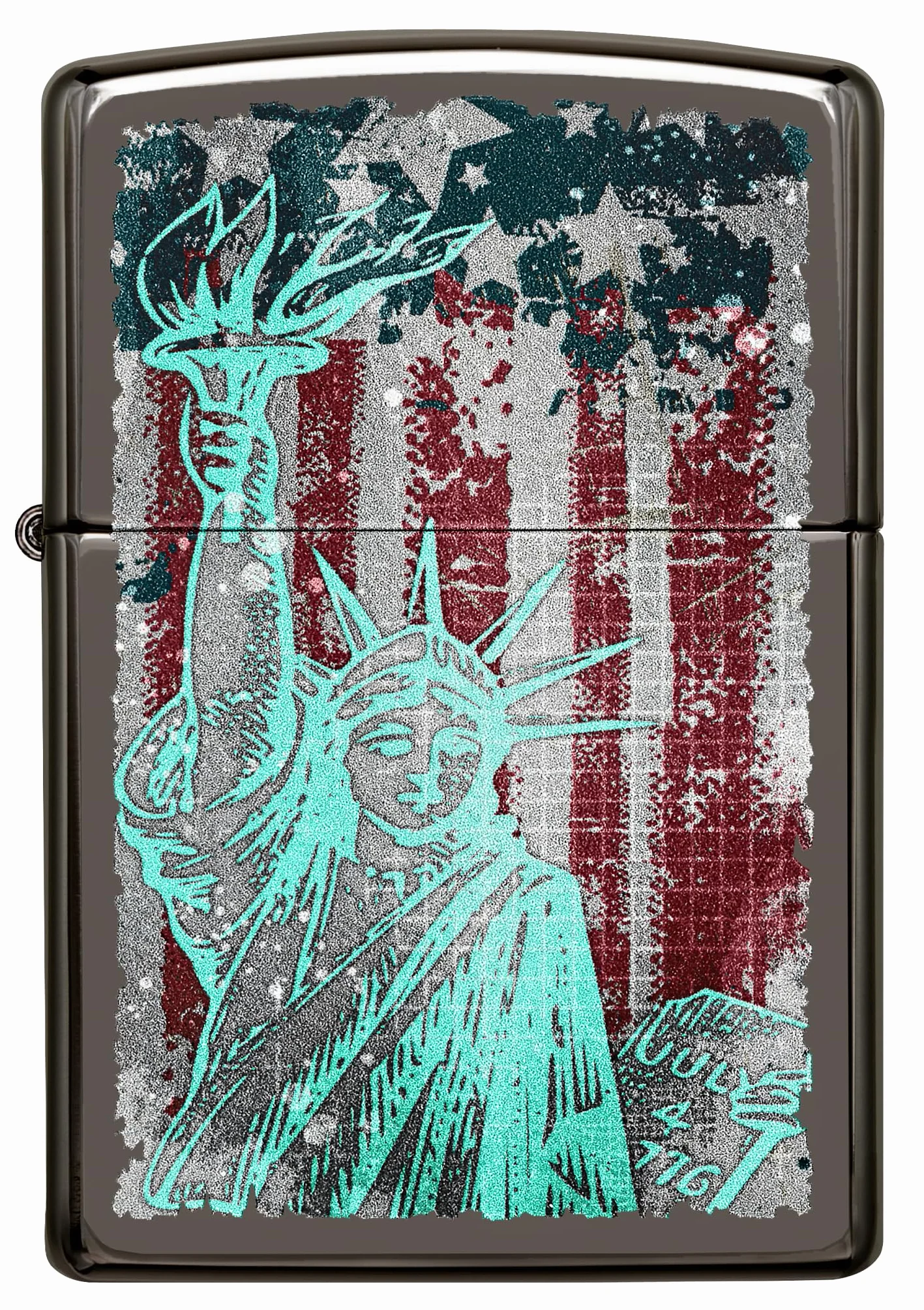 Zippo Statue Of Liberty Zapalniczka Sztormowa Wielokrotnego Użytku Wiatroodporna Czarna Black Ice