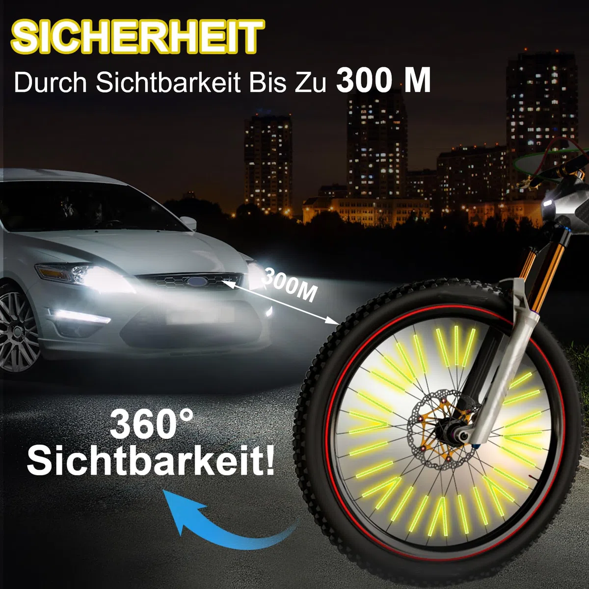 Abeillo 36 sztuk reflektorów na szprychy rowerowe, widoczność 360°, odblaski szprychowe do popularnych kół szprychowych, reflektor rowerowy do jazdy nocą, łatwy montaż