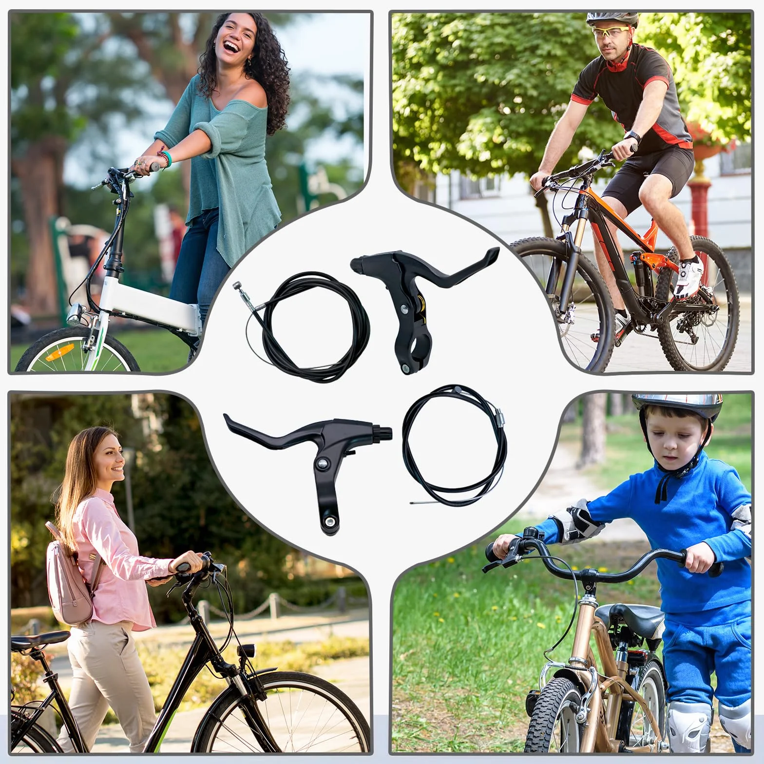Zestaw 2 Dźwigni Hamulcowych Rowerowych z Linkami, V-Brake i Mechaniczne Hamulce Tarczowe, Aluminiowe Klamki Hamulca, MTB BMX Rower Miejski