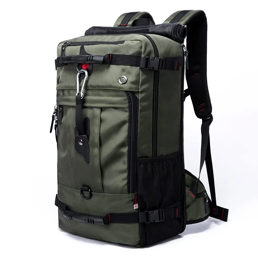 Plecak turystyczny 40 l, na zewnątrz, sport, podróże, fitness, trekking, 3 w 1, jako plecak, torba na ramię, duża wodoodporna torba antykradzieżowa z zamkiem, zielony, L