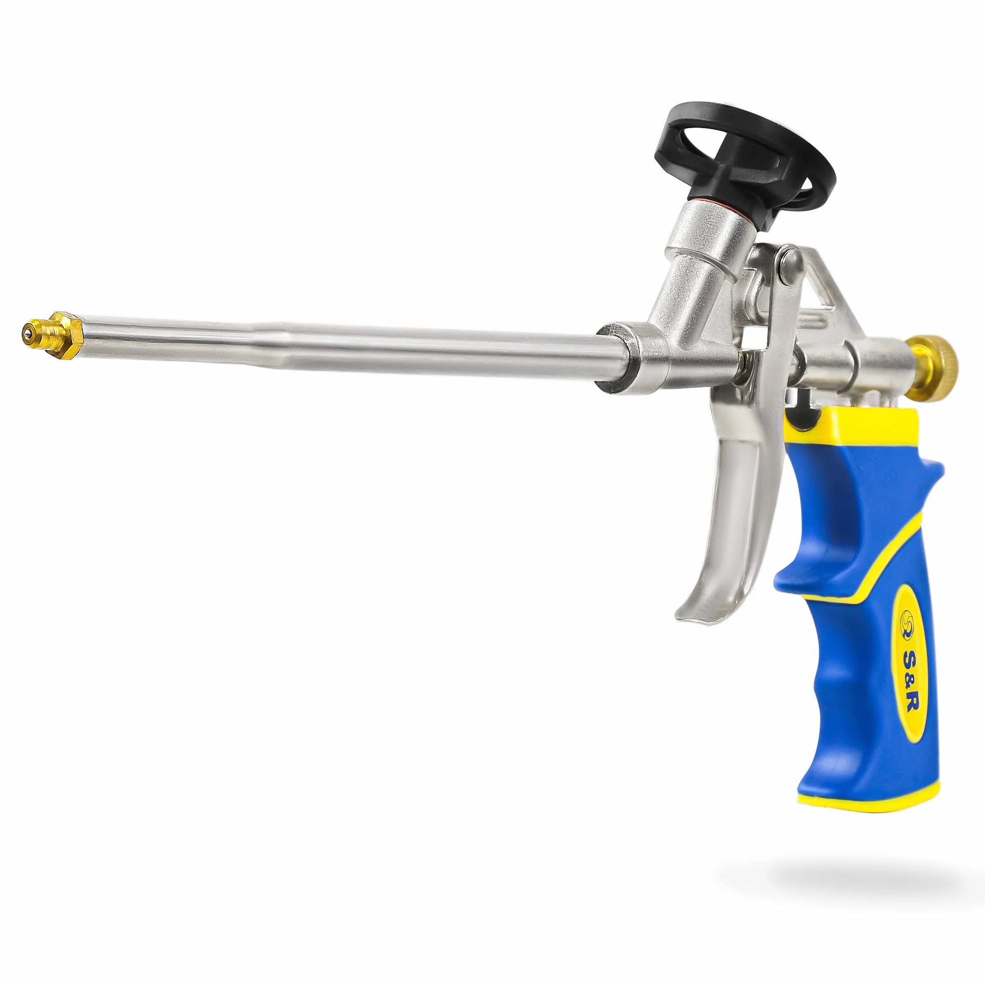 S&R Pistolet do piany, pistolet dozujący przemysłowy do puszek z pianki budowlanej, ergonomiczny uchwyt, powłoka teflonowa