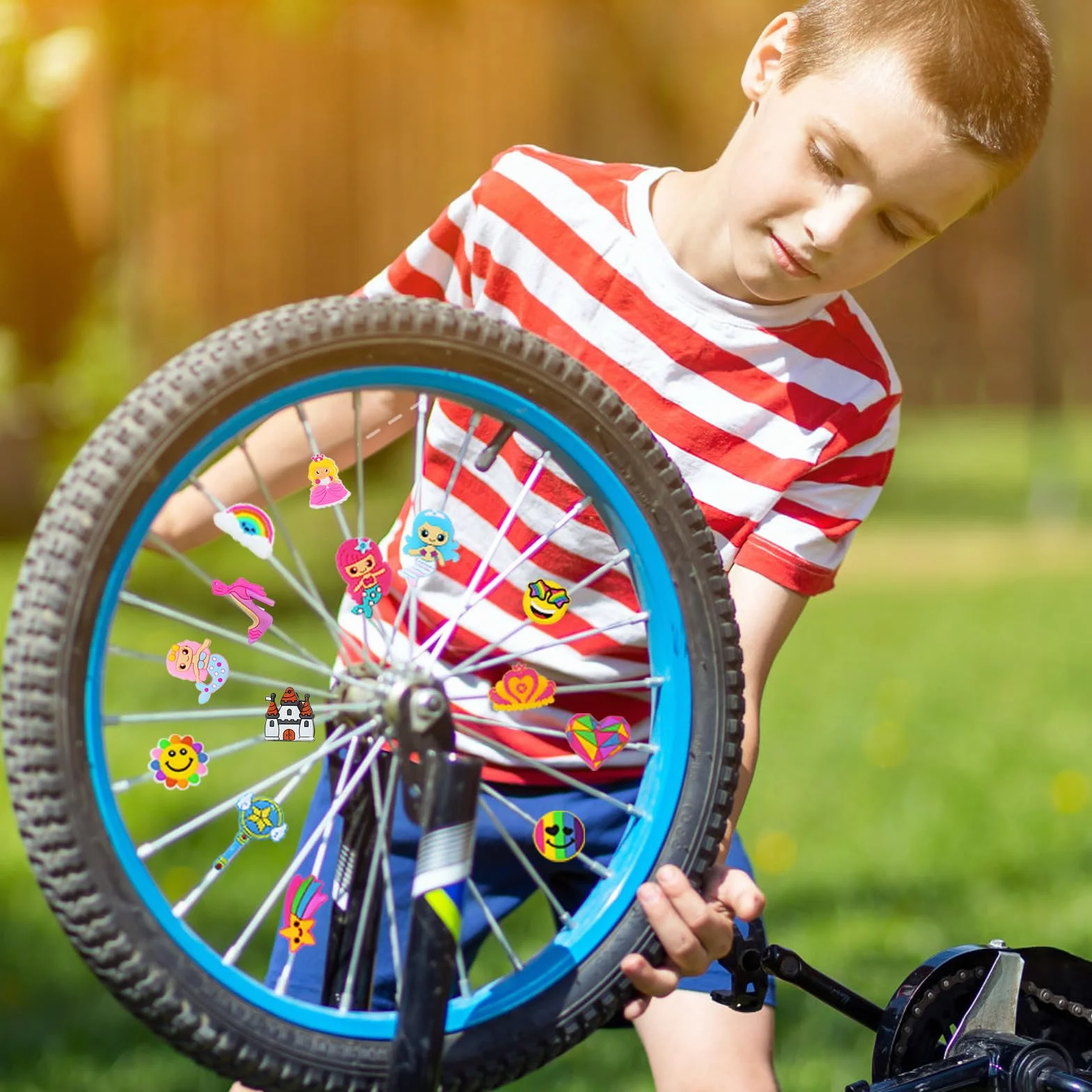 Klipsy do szprych rowerowych, 18 sztuk, dekoracja szprych rowerowych, dekoracja szprych rowerowych, kolorowe dekoracje na szprychy rowerowe, dekoracja szprych rowerowych
