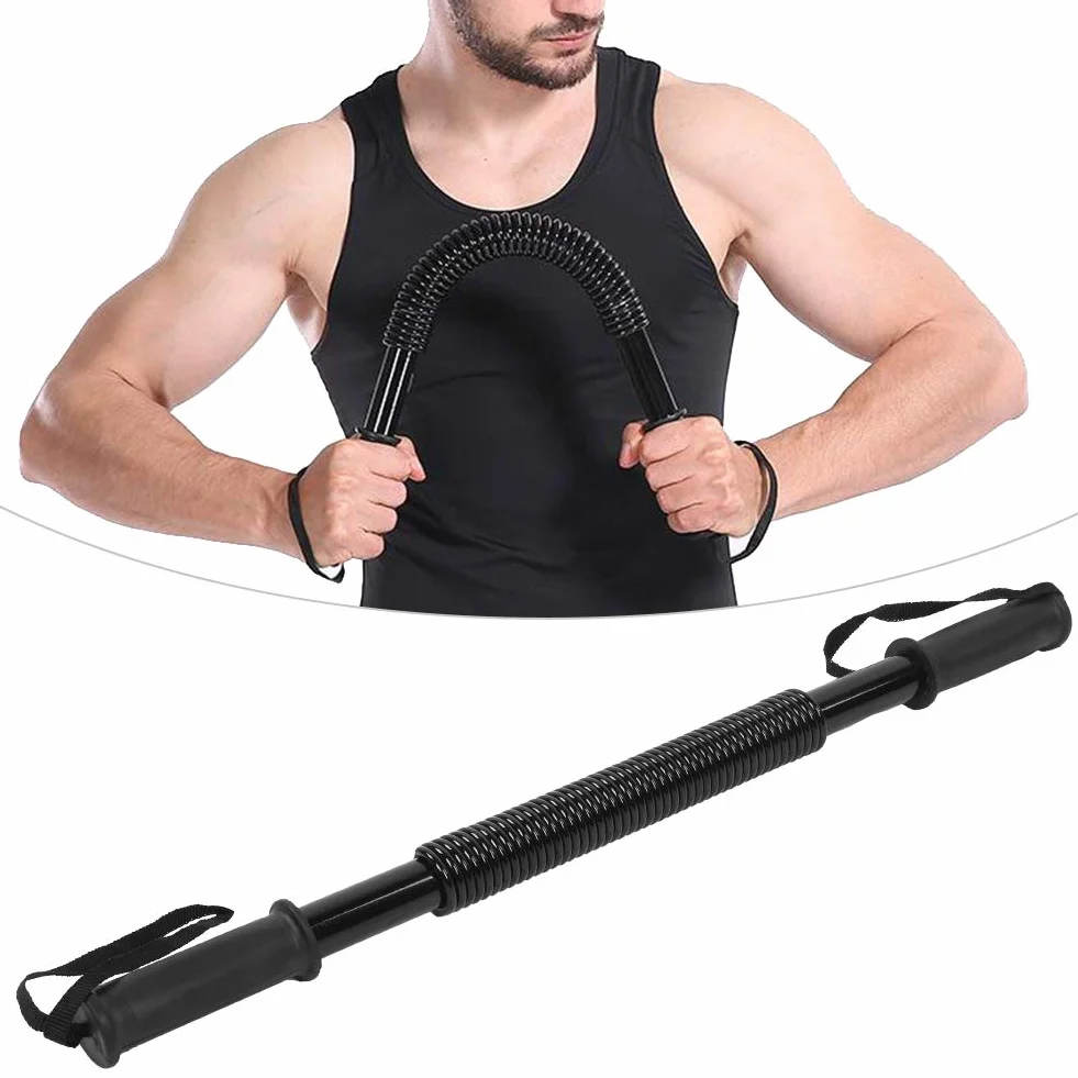 Męski Sprzęt do ćwiczeń Trening Ramion Elastyczny Drążek do ćwiczenia Sprężynowego Ekspandera Klatki Piersiowej Czarny 40KG (20KG),Mieszane artykuły fitness