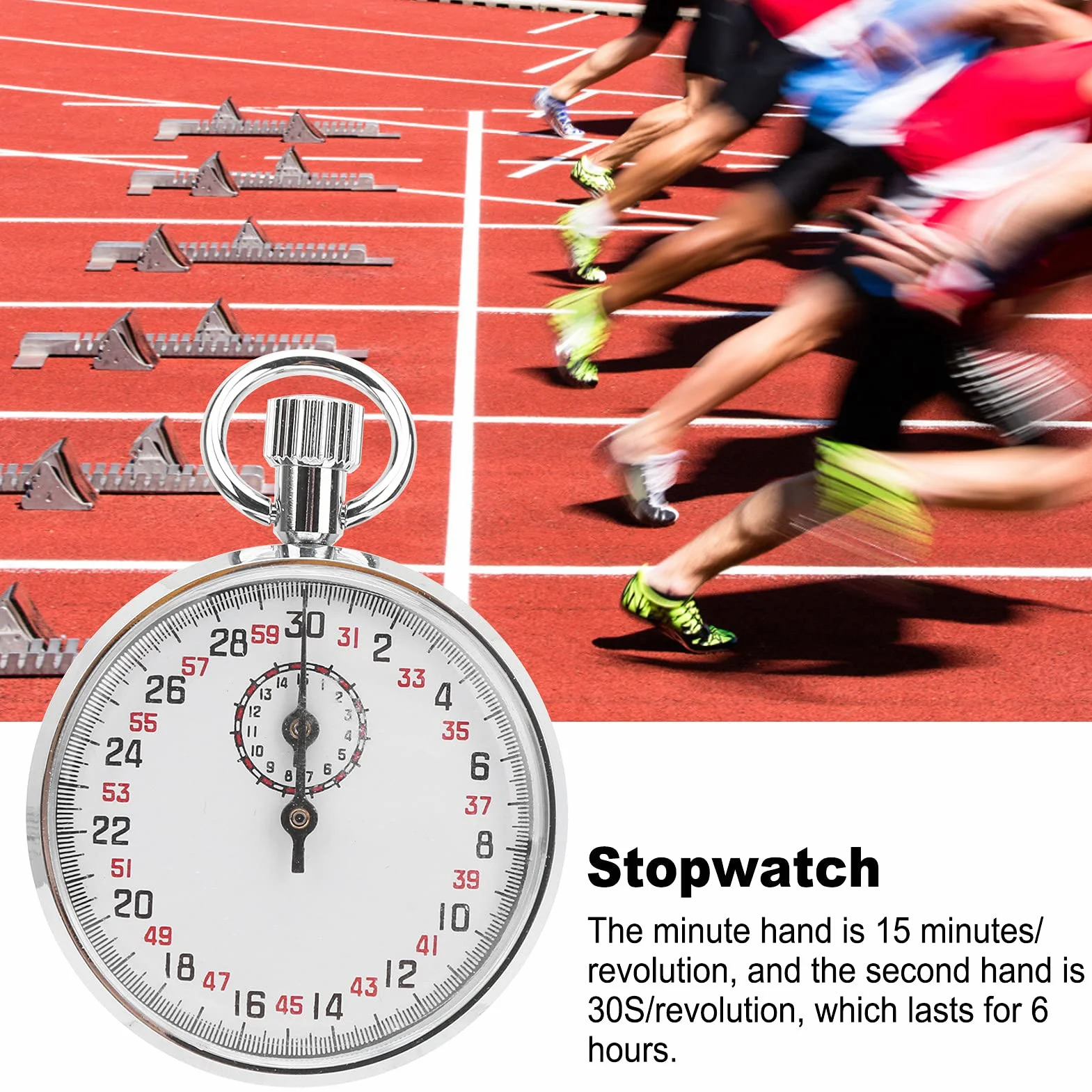 Stoper Sportowy, Stoper Mechaniczny Okrągły Chronograf Sportowy Minutnik Sprzęt do Nauczania Fizyki do Nauczania Sportu i Fizyki Stal Nierdzewna