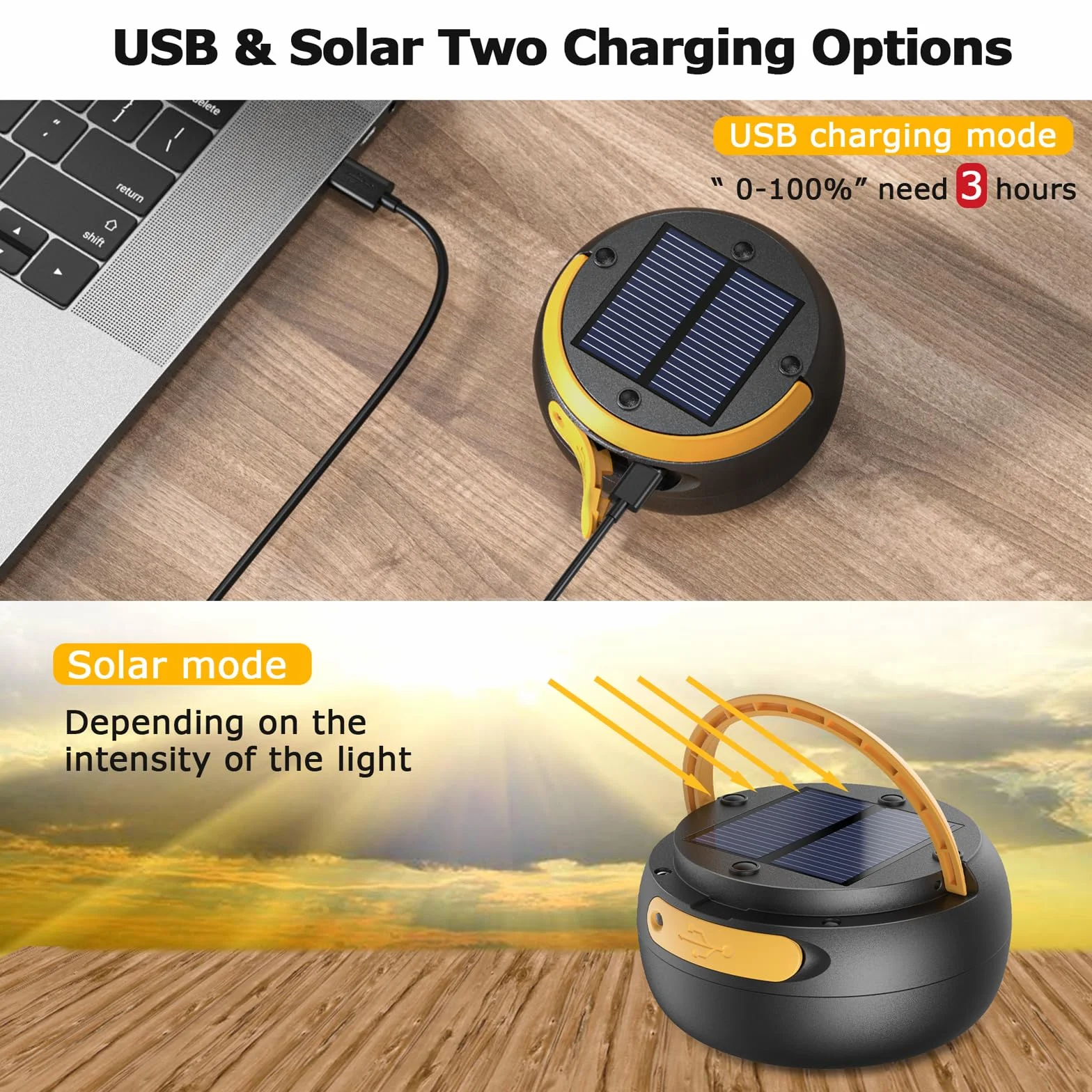 GlobaLink Latarnia kempingowa LED, ładowalna lampa kempingowa, zasilana energią słoneczną/USB, składana lampa namiotowa z gwizdkiem pierwszej pomocy, lampa kempingowa do namiotu turystycznego, ogrodu