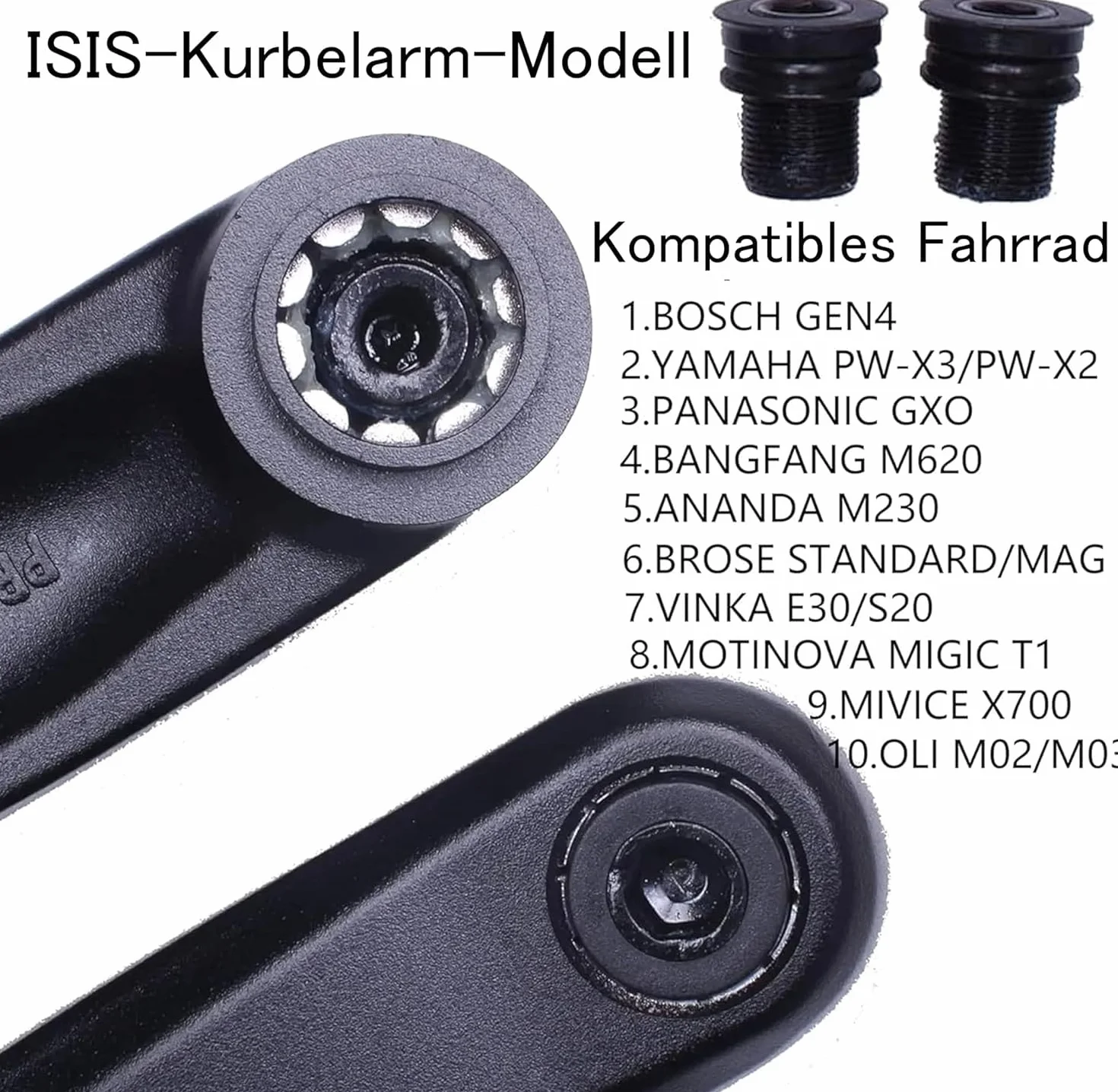Prowheel Ebike Crank Arm,127 mm/140 mm/152 mm/160 mm/165 mm/170 mm/175 mm Electric Bicycle Crank Arm do silnika Mid Drive, Bosch GEN4, PW-X3/PW-X2, BANGFANG M620, Brose Standard/MAG, GX0