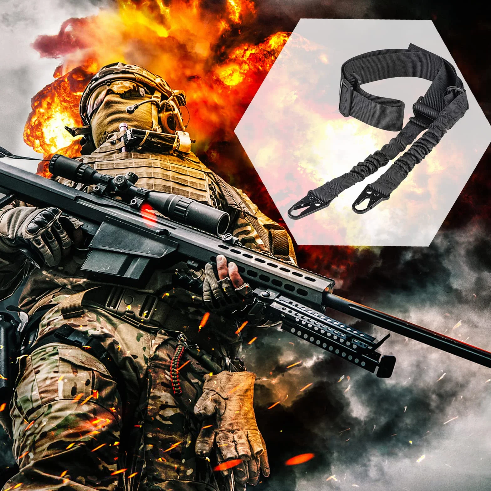 ZONSUSE 2 Punkt Proca Sling Tactical Gunstock Sling Gunstock Sling Airsoft Sling Rifle Rifle Sling Sling pistolet