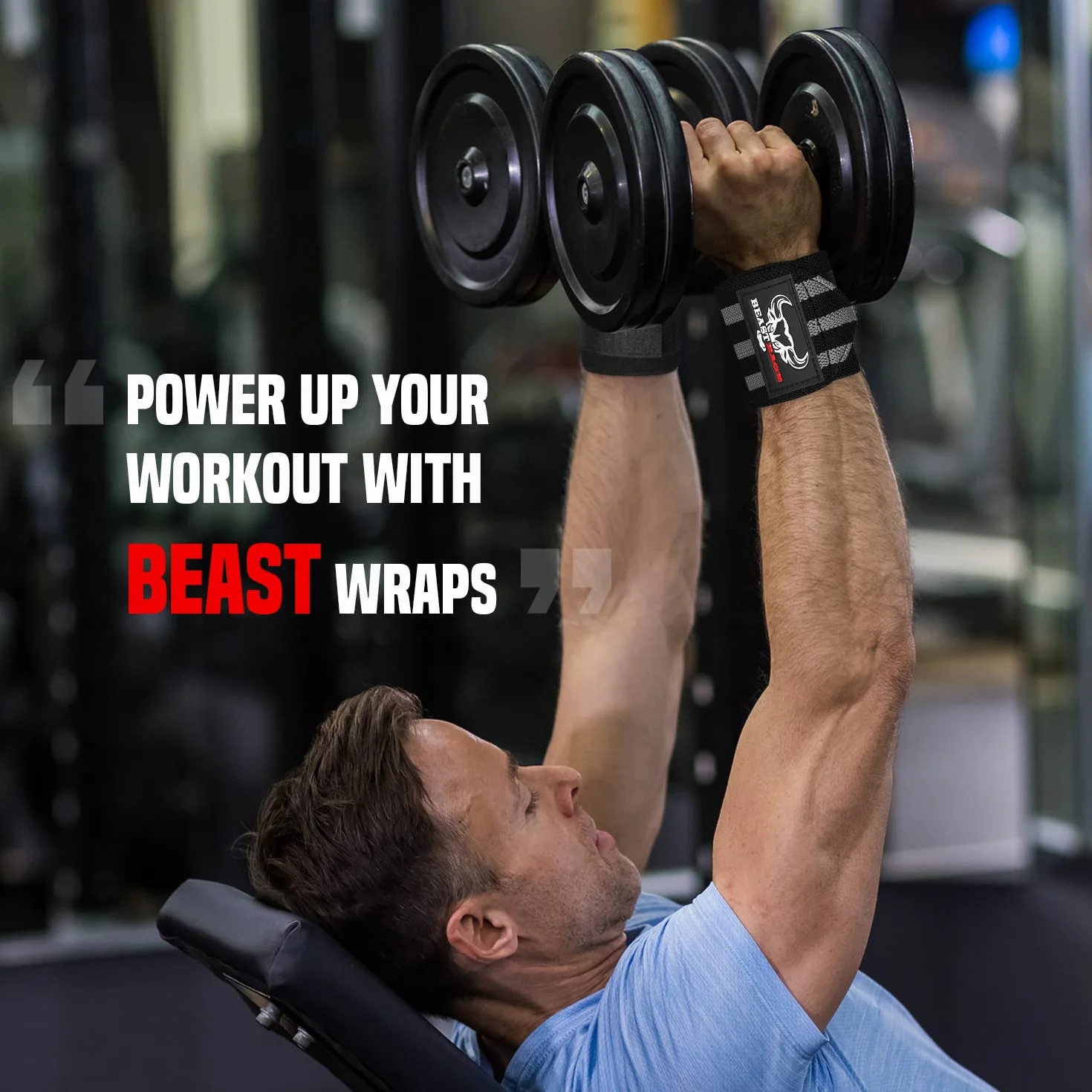 BEAST RAGE Opaski na nadgarstki do podnoszenia ciężarów, trening siłowy mięśni, trening fitness, rozciągliwy bawełniany pasek na kciuk (UX3, BLACK/GREY)