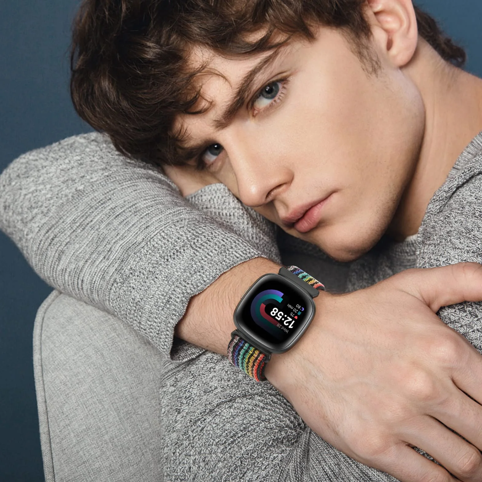 Runostrich Pasek kompatybilny z Fitbit Sense/Fitbit Versa 3, miękki, oddychający, regulowany, nylonowy pasek zastępczy, dla mężczyzn i kobiet